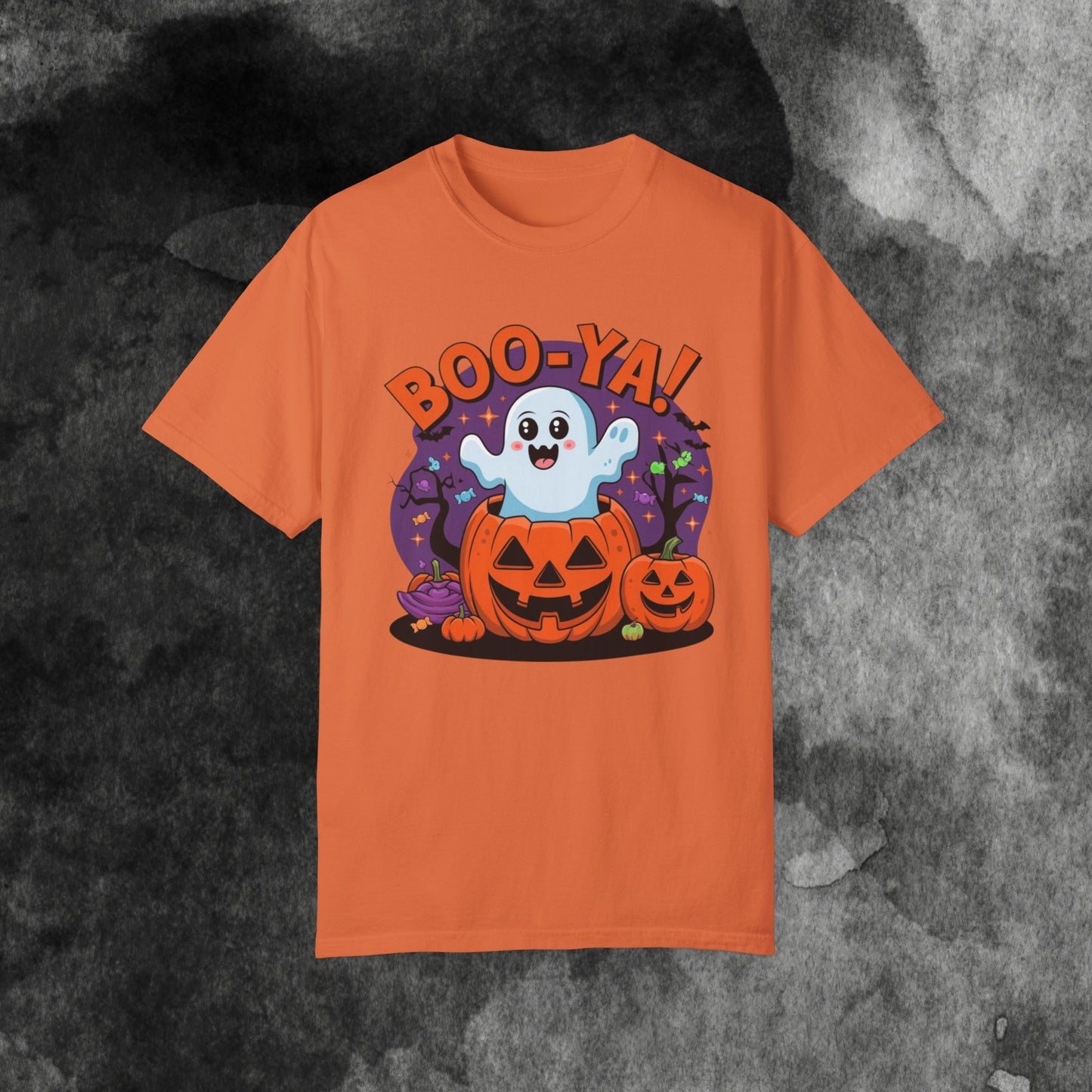 Cute Ghost Halloween T-Shirt, Boo-Ya Pumpkin Design, Spooky Halloween Shirt, Funny Ghost Tee, Halloween Party Shirt, Ghost Pumpkin Tee