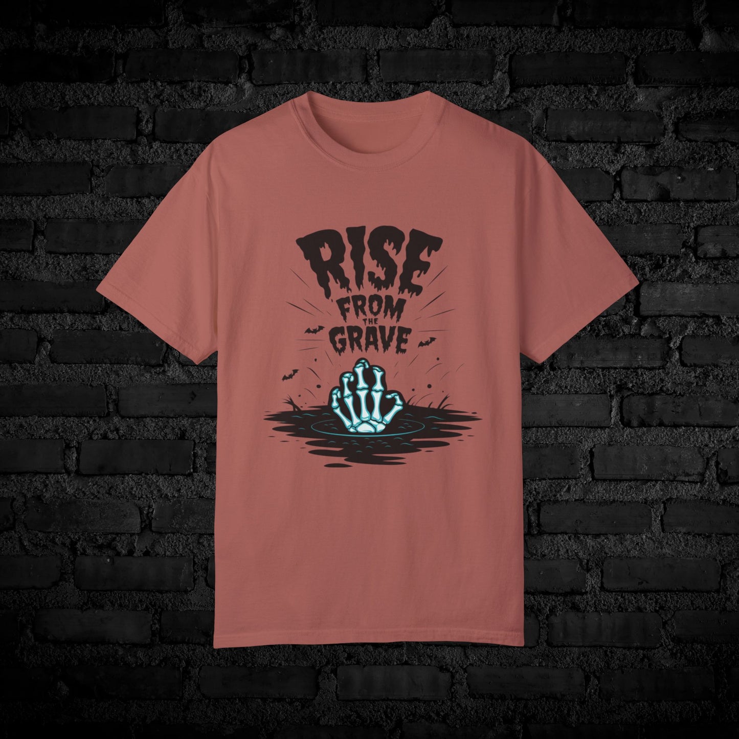 Halloween Rise From The Grave T-Shirt, Horror Themed Graphic Tee, Skeleton Hand Rising, Spooky Seasonal Apparel, Unique Halloween Shirt