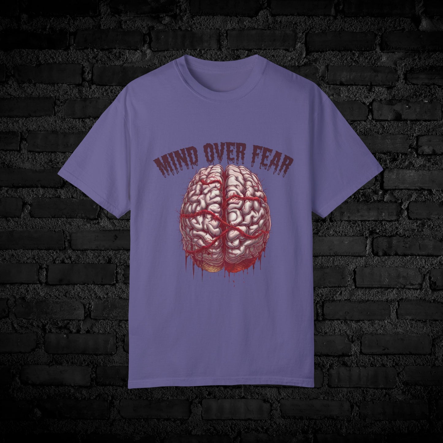 Mind Over Fear Graphic T-Shirt, Motivational Tee, Inspirational Brain Design, Positive Thinking Shirt, Fearless Attire, Unique Gift