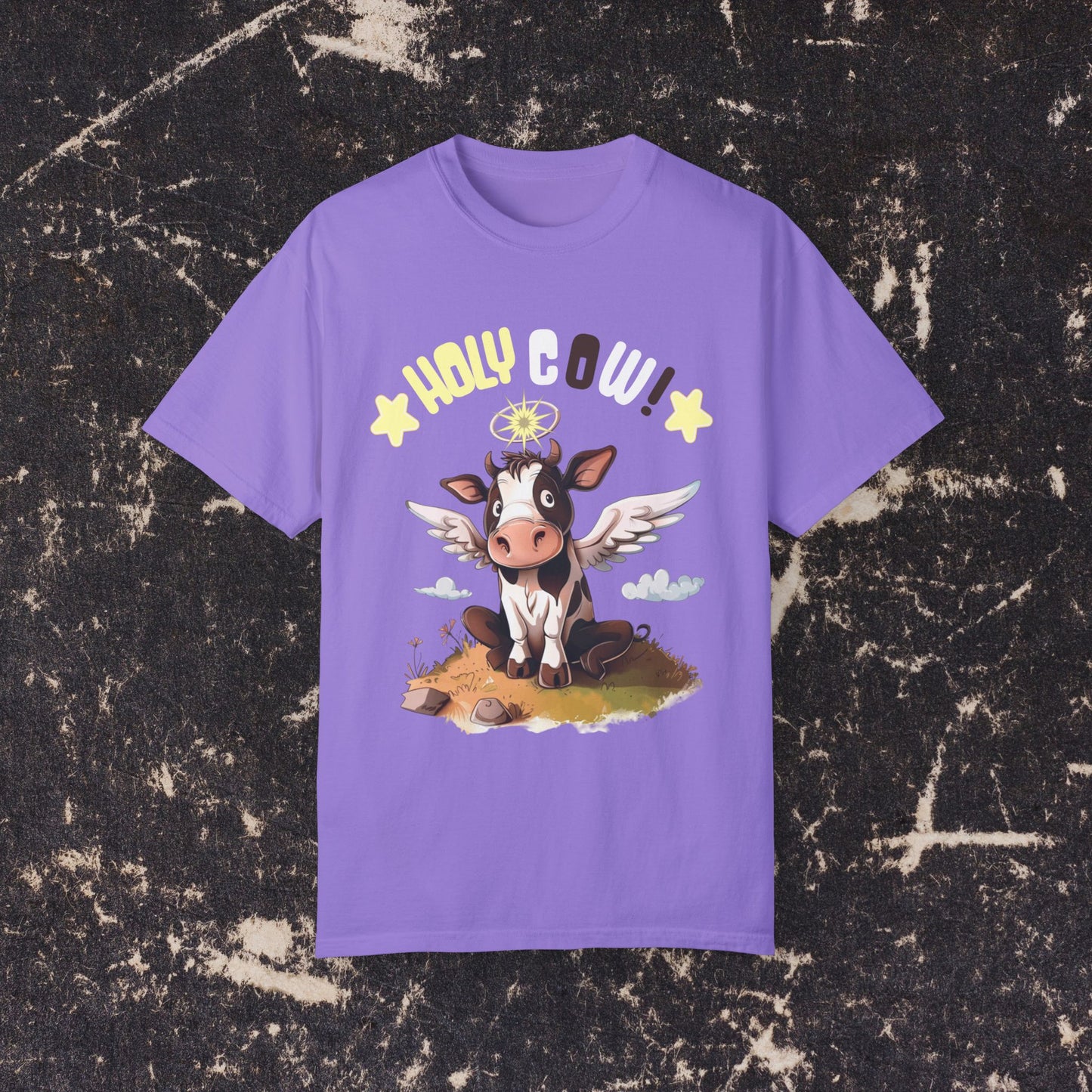 Holy Cow Angel Wings Graphic Tee, Funny Cow T-Shirt, Cute Angel Cow Design, Cow Lover Shirt, Farm Animal Fun T-Shirts, Gift Ideas