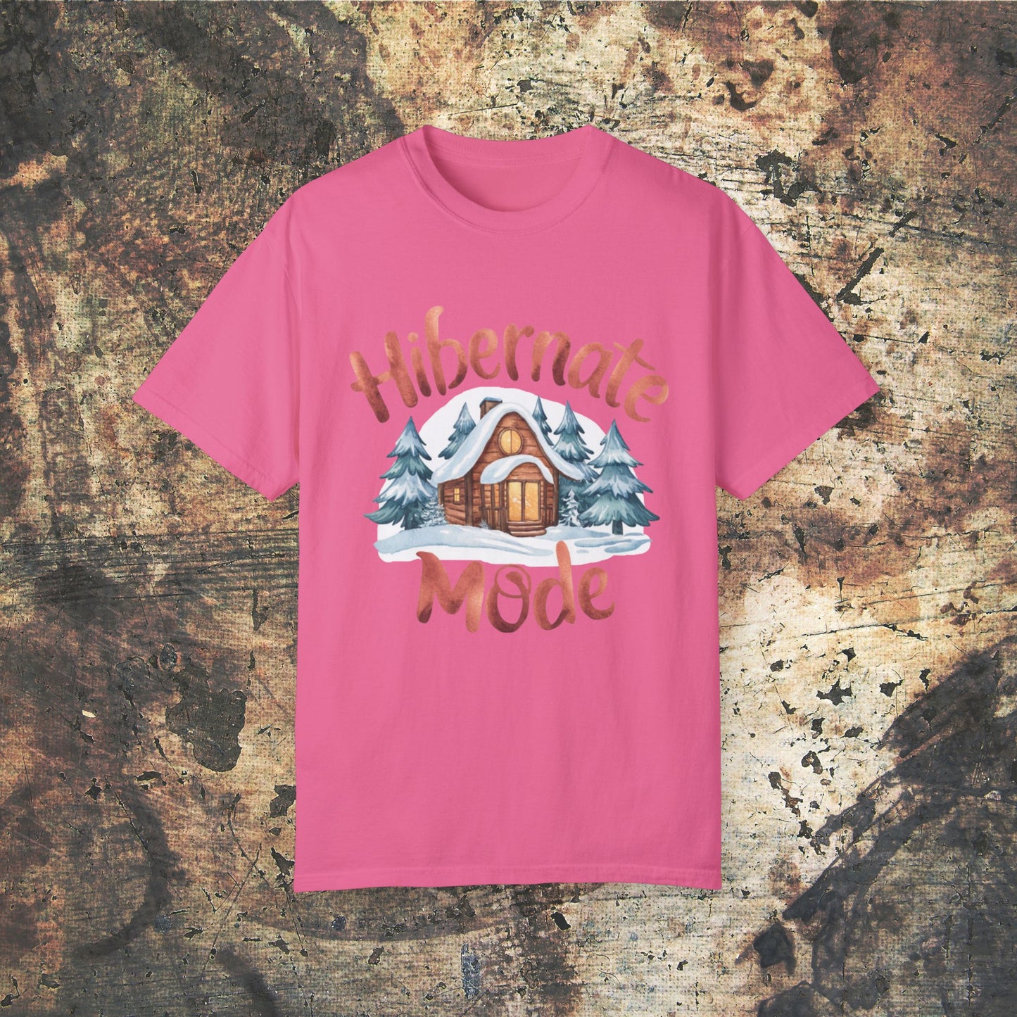 Cozy Winter Cabin T-Shirt, Hibernate Mode Graphic Tee, Winter Wonderland Shirt, Rustic Cabin Snow Design, Unisex Gift Idea