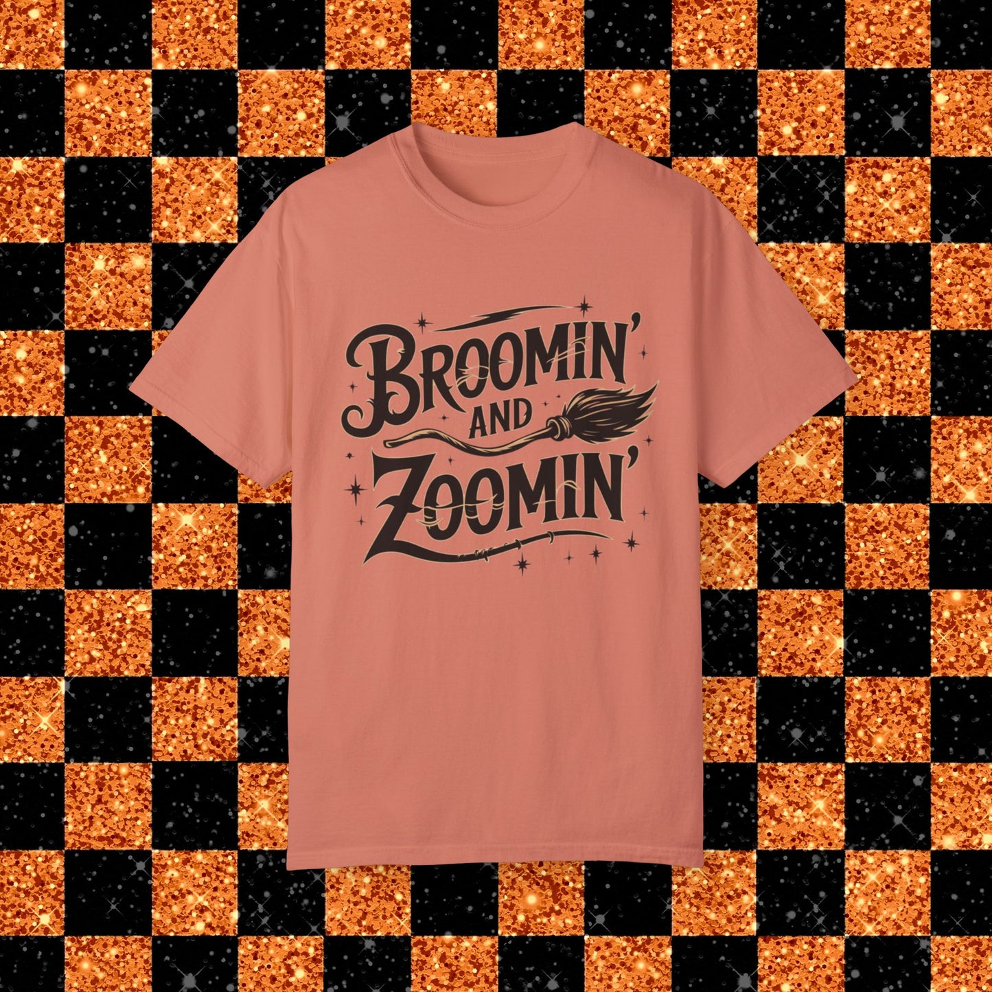 Broomin and Zoomin T-Shirt Custom Witchy Graphic Tee Halloween Witchcraft Shirt Magic Broomstick Gift for Witch Lovers Vintage