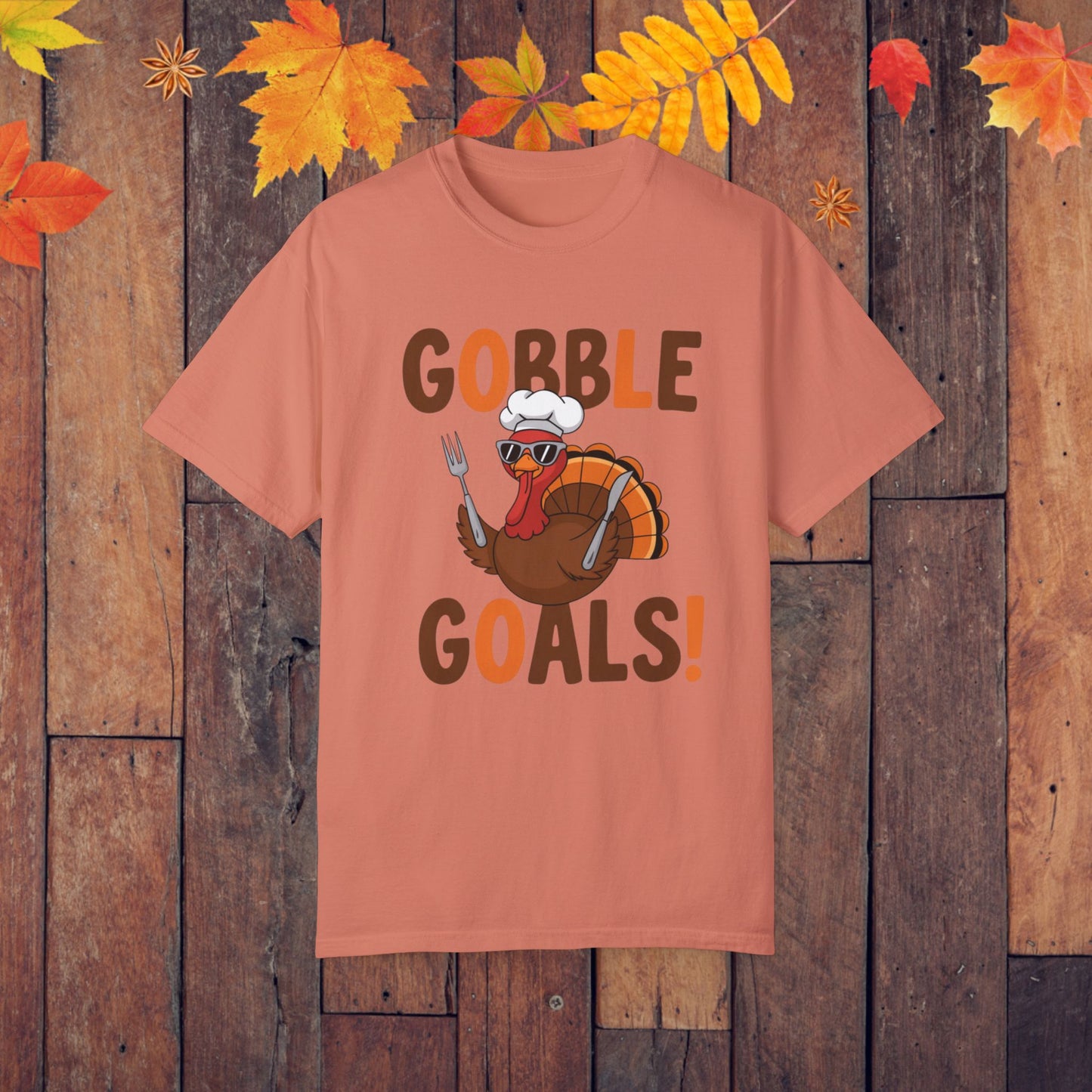 Thanksgiving Turkey Shirt, Gobble Goals Funny Tee, Cute Thanksgiving T-Shirt, Turkey With Forks, Thanksgiving Humor Tee