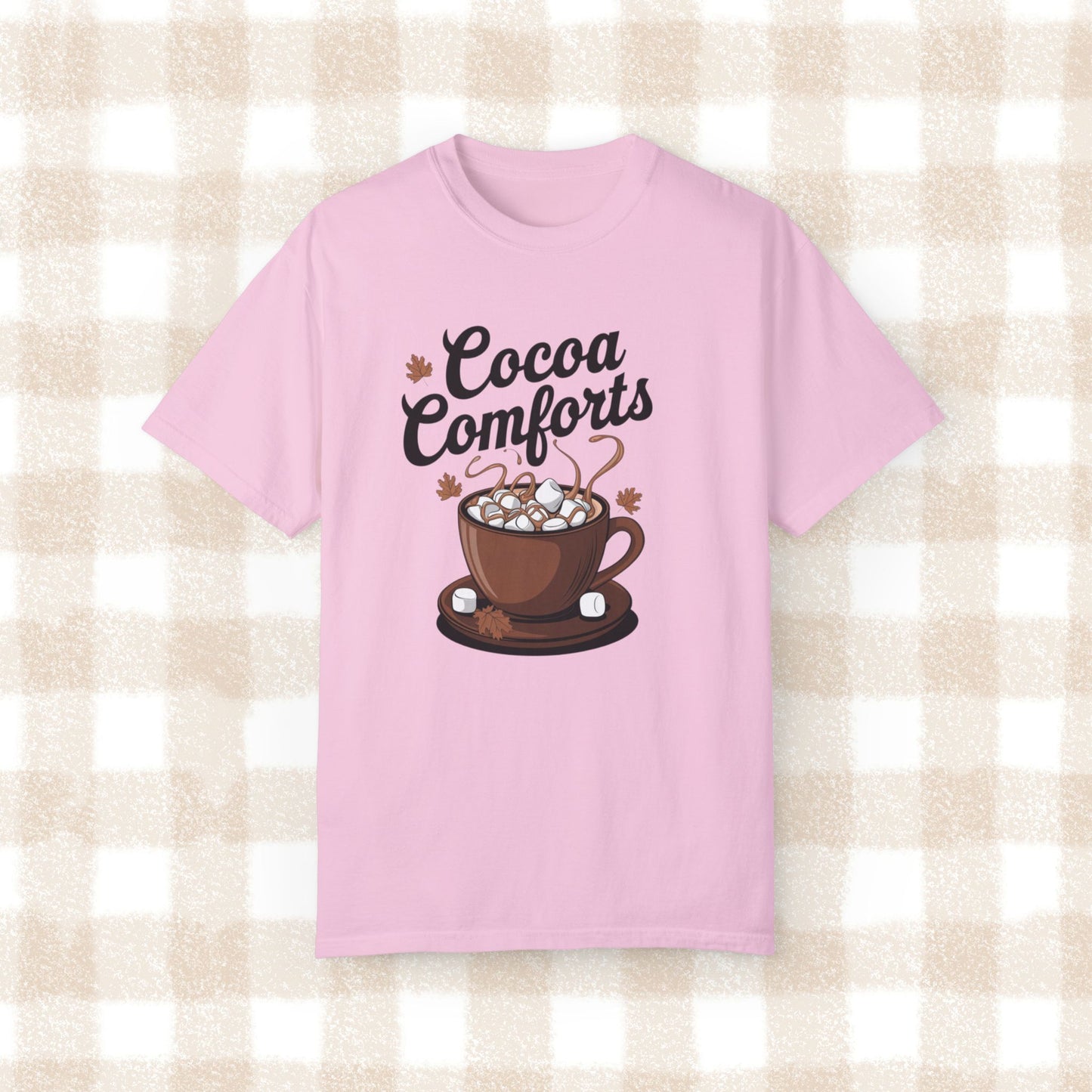 Cozy Fall Cocoa Comforts T-Shirt, Cute Hot Chocolate Graphic Tee, Autumn Wardrobe Essential, Perfect Fall Gift Idea