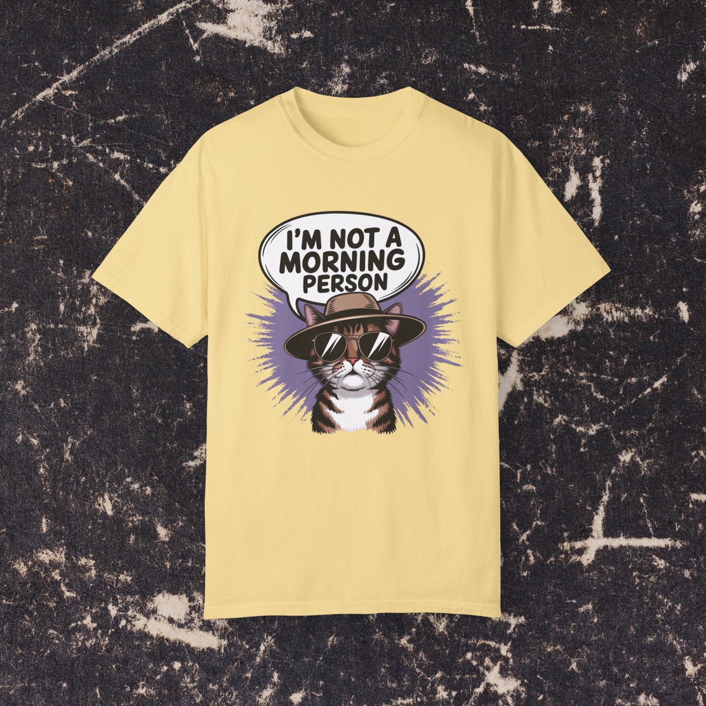 I'm Not A Morning Person Cat Graphic T-Shirt, Funny Cat Quote T-Shirt, Cat Lovers Shirt, Cool Cat Print Tee, Cute Cat Saying Top