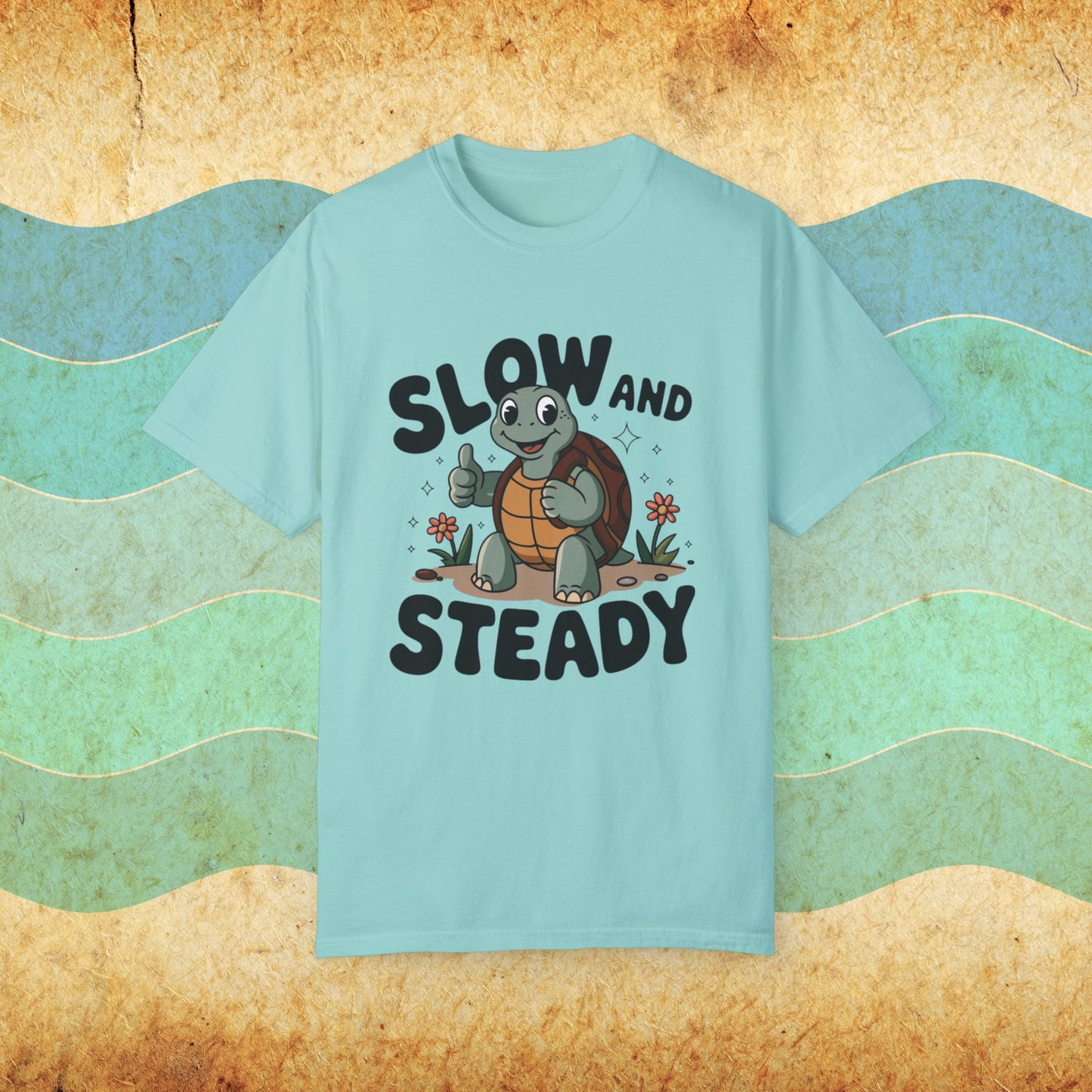 Cute Turtle Slow and Steady T-Shirt, Motivational Turtle Graphic Tee, Adorable Animal Lovers Gift, Kids and Adults T-Shirt Garment-Dyed T-shirt