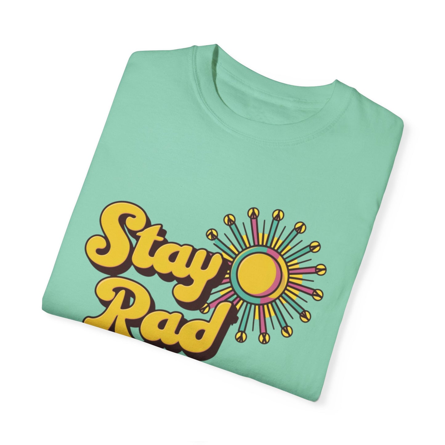 Stay Rad Retro Sunshine Graphic T-Shirt, Vintage Style Tee, Positive Vibes Summer Shirt, Fun Casual Outfit, Groovy Statement Top