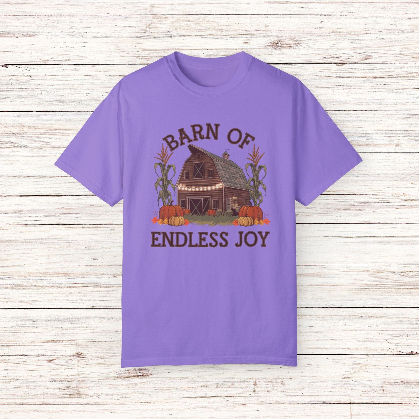 Vintage Farmhouse Barn of Endless Joy Graphic, Fall Harvest Pumpkin Patch T-Shirt, Retro Autumn Country Life Tee