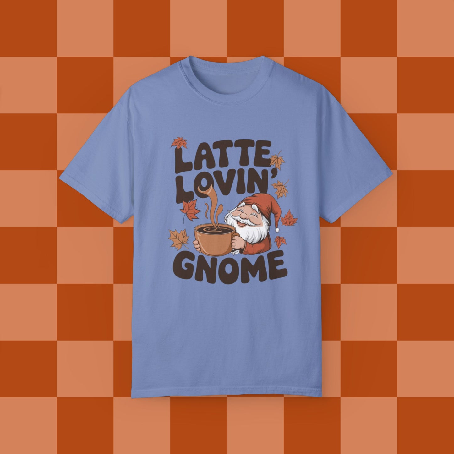 Latte Lovin Gnome T-Shirt Cute Coffee Lover Shirt Fall Gnome Graphic Tee Latte Lover TShirt Gift for Coffee Enthusiasts