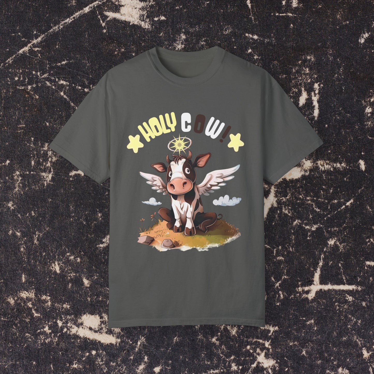 Holy Cow Angel Wings Graphic Tee, Funny Cow T-Shirt, Cute Angel Cow Design, Cow Lover Shirt, Farm Animal Fun T-Shirts, Gift Ideas