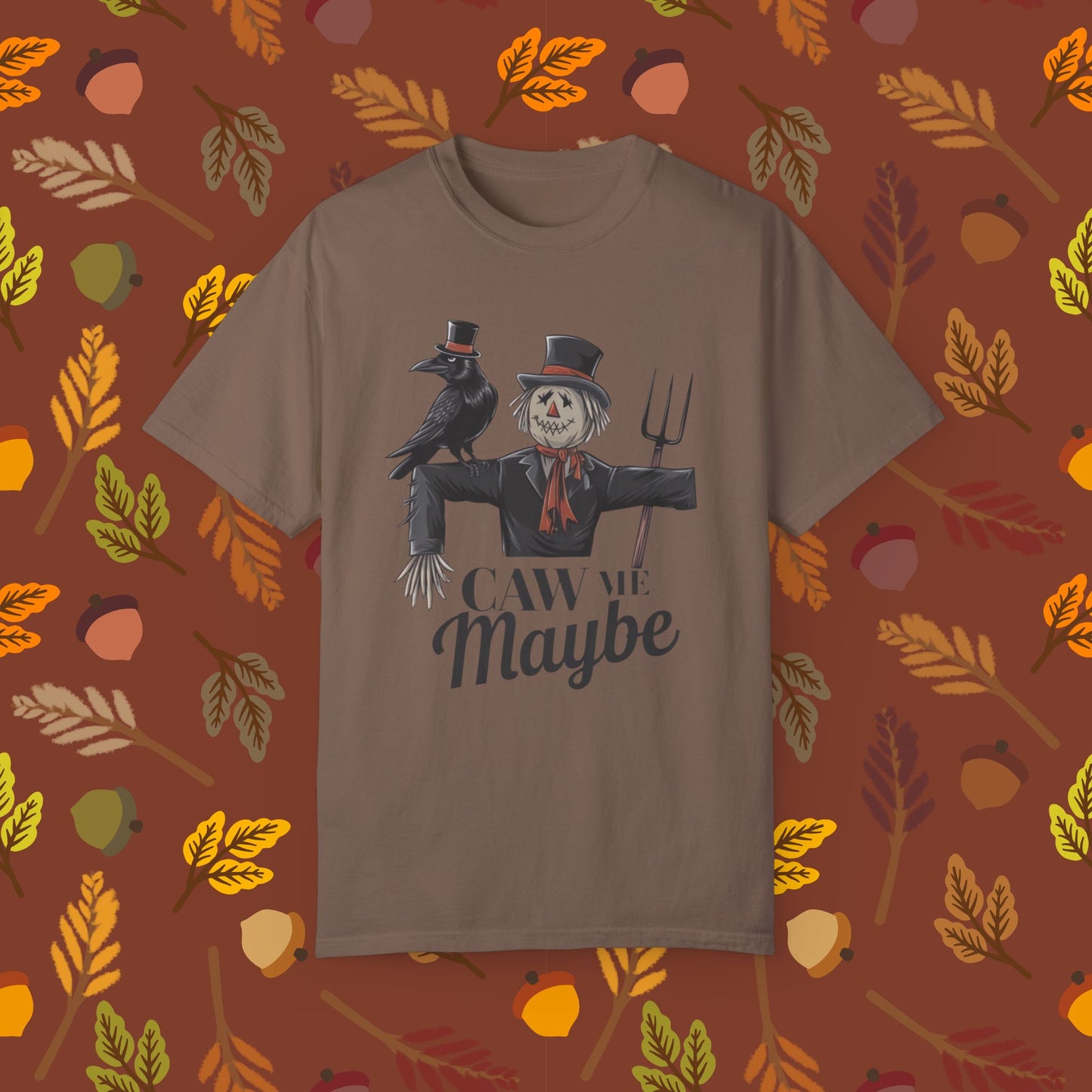 Halloween Scarecrow T-Shirt, Funny Scarecrow and Crow Tee, Caw Me Maybe Shirt, Cool Halloween Costume Shirt, Graphic Tee for Halloween