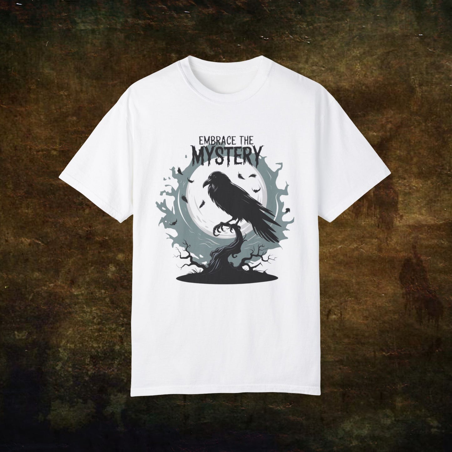 Embrace the Mystery T-Shirt Gothic Crow Design Moonlight Scene Dark Aesthetic Unisex Tee Great Gift Idea