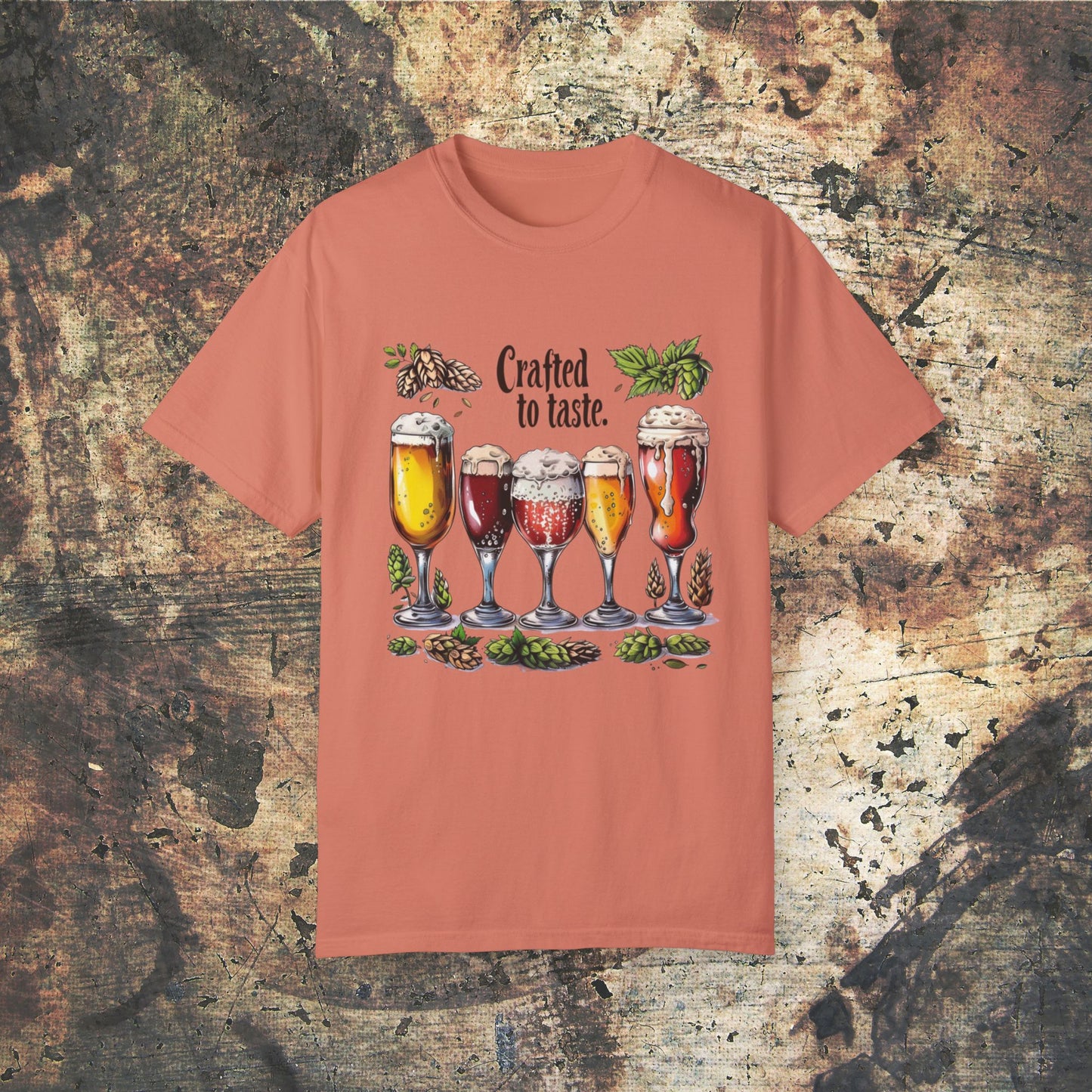 Crafted to Taste T-Shirt Fun Beer Lover Design Beer Glasses Art Shirt Brewery Hops Graphic Tee Unique Gift for Beer Enthusiasts