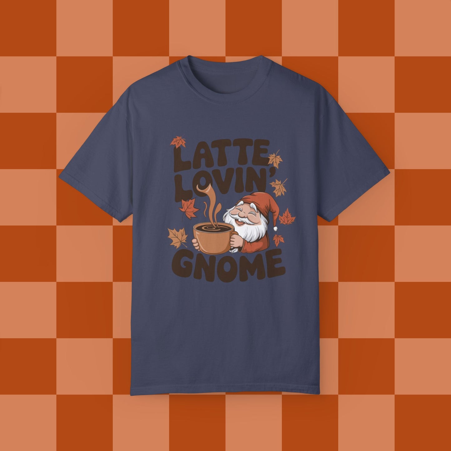 Latte Lovin Gnome T-Shirt Cute Coffee Lover Shirt Fall Gnome Graphic Tee Latte Lover TShirt Gift for Coffee Enthusiasts