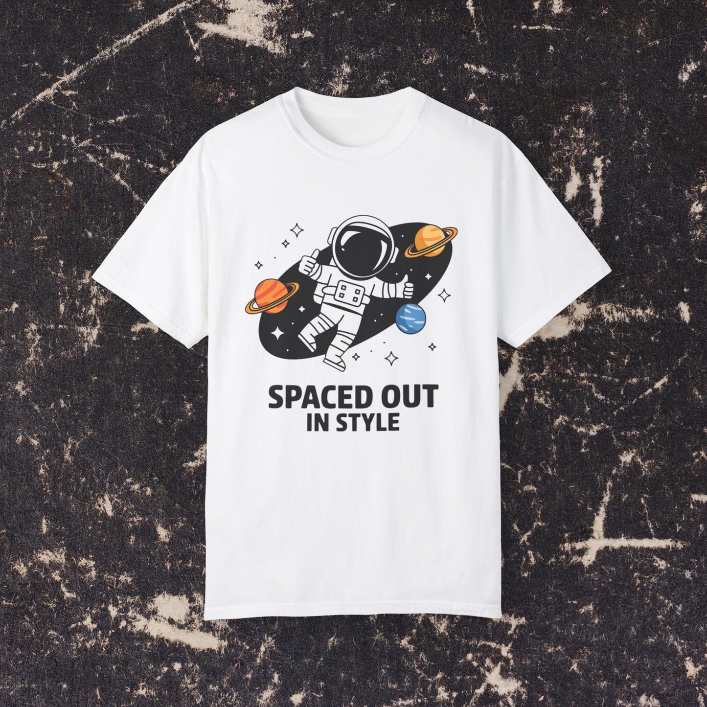 Fun Astronaut Graphic Tee, Spaced Out In Style T-Shirt, Cool Space Themed Shirt, Trendy Astronaut Design, Unique Space Gift