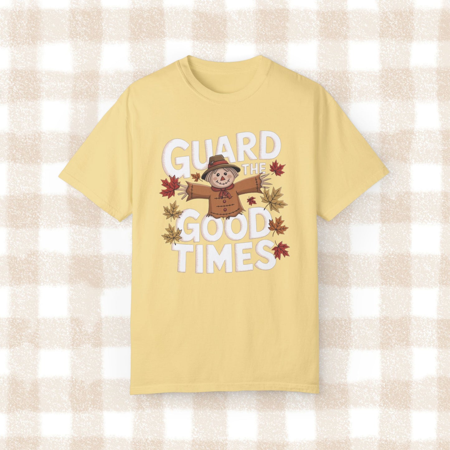 Guard the Good Times Halloween Scarecrow T-Shirt, Funny Fall Design Tee, Cute Autumn Graphic Shirt, Thanksgiving Top