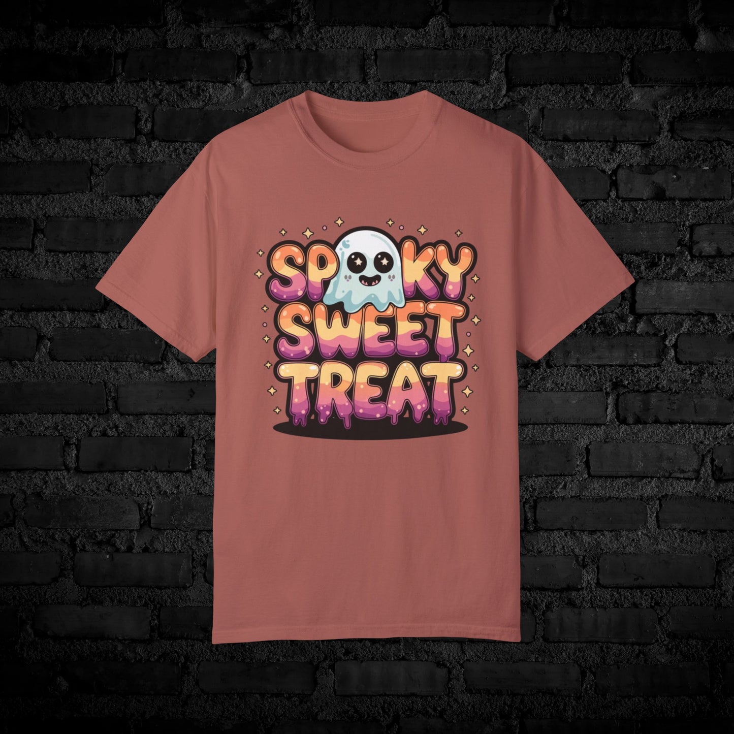 Spooky Sweet Treat T-Shirt, Cute Halloween Ghost Shirt, Kawaii Style Halloween Tee, Adorable Boo Shirt, Fun Halloween Apparel