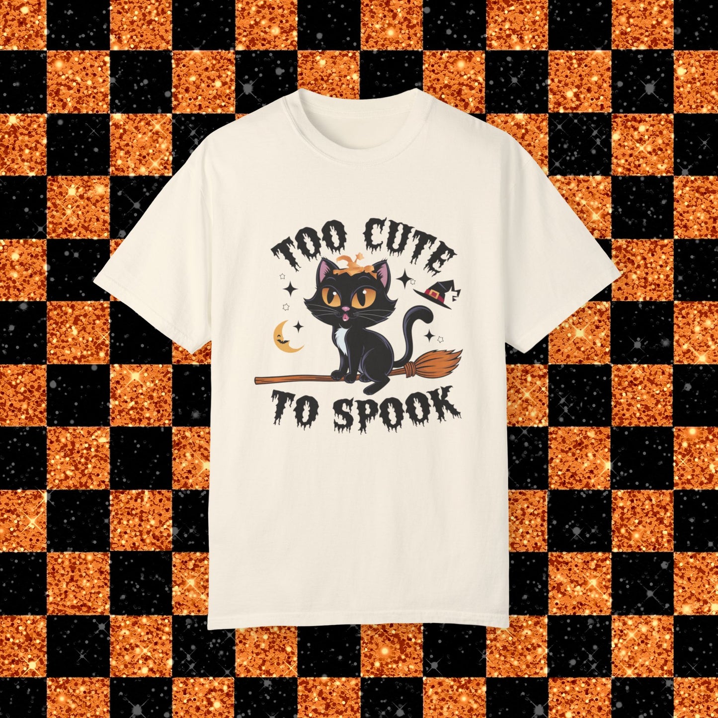 Halloween Cat T-Shirt, Too Cute To Spook, Black Cat Witch Costume, Cute Halloween Shirt, Funny Witchy Tee, Spooky Season Apparel