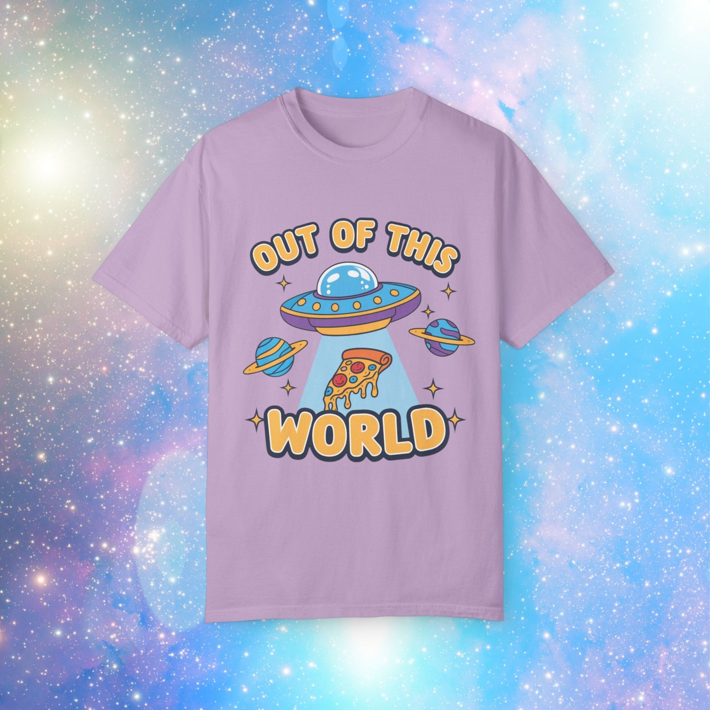 Out of This World UFO T-Shirt, Funny Alien Space Design Tee, Cute Pizza Graphic Shirt, Cool Novelty Gift Idea, Unisex Casual Top