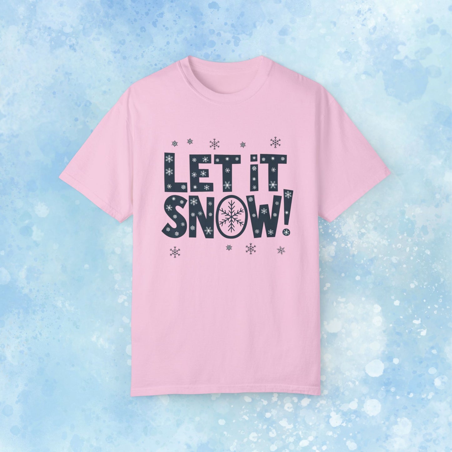 Let It Snow T-Shirt, Snowflake Graphic Tee, Winter Slogan Shirt, Christmas Holiday Apparel, Festive Snowflakes T-Shirt