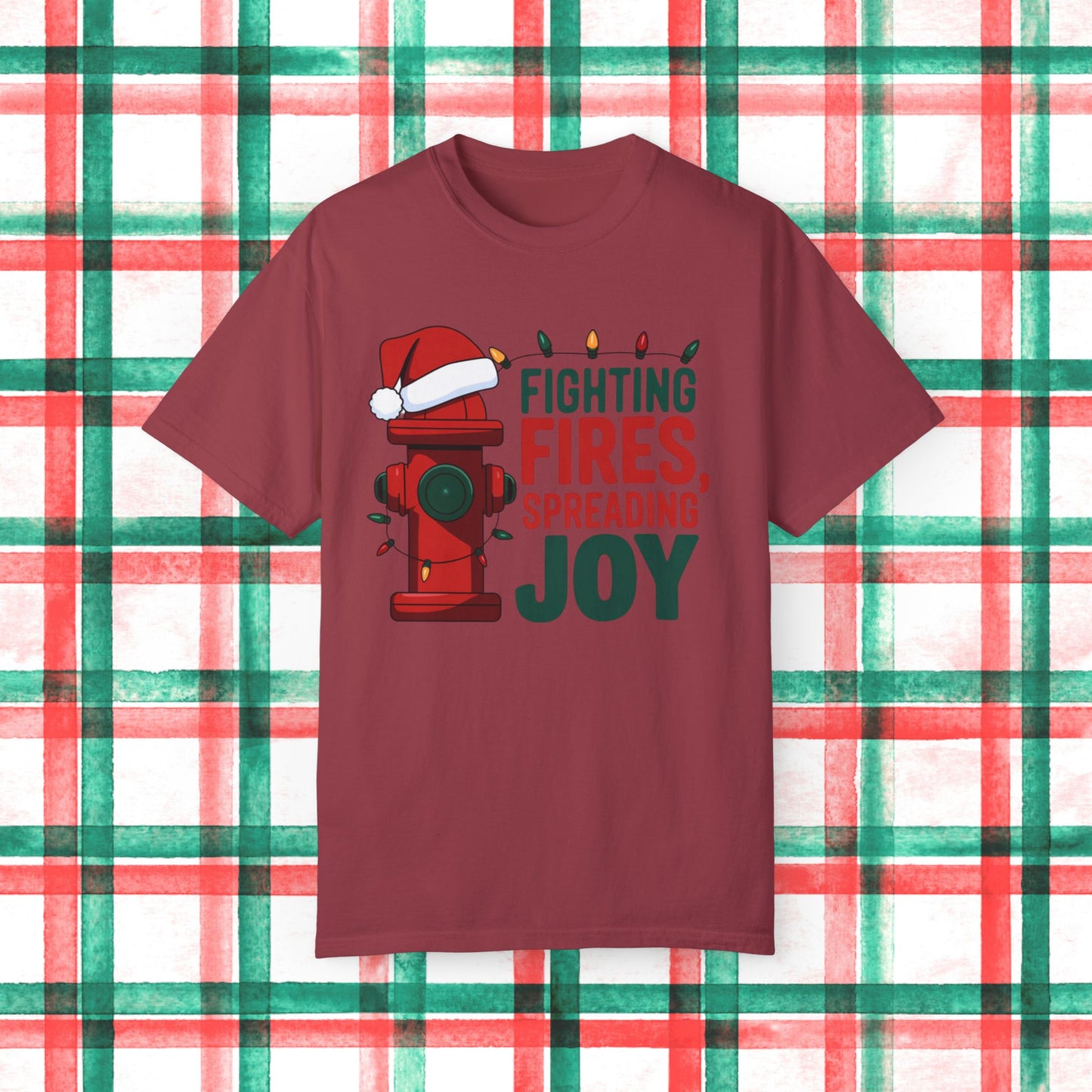 Funny Christmas Firefighter Shirt, Fighting Fires Spreading Joy T-Shirt, Firefighter Xmas Gift, Holiday Firefighter Tee