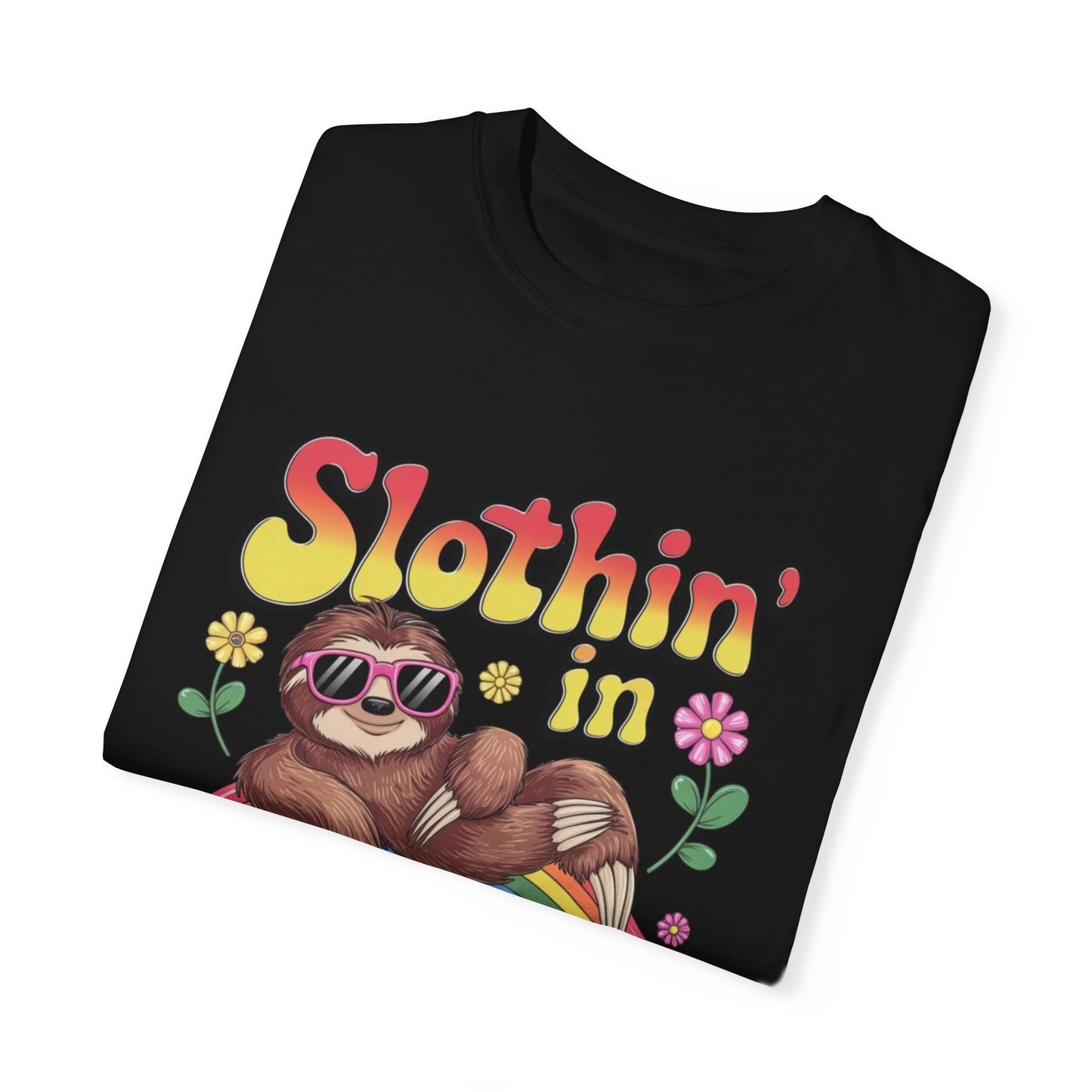 Funny Sloth T-Shirt, Slothin' in Peace Graphic Tee, Cute Sloth Shirt, Rainbow T-Shirt, Sloth Lover Gift, Cute Animal Shirt