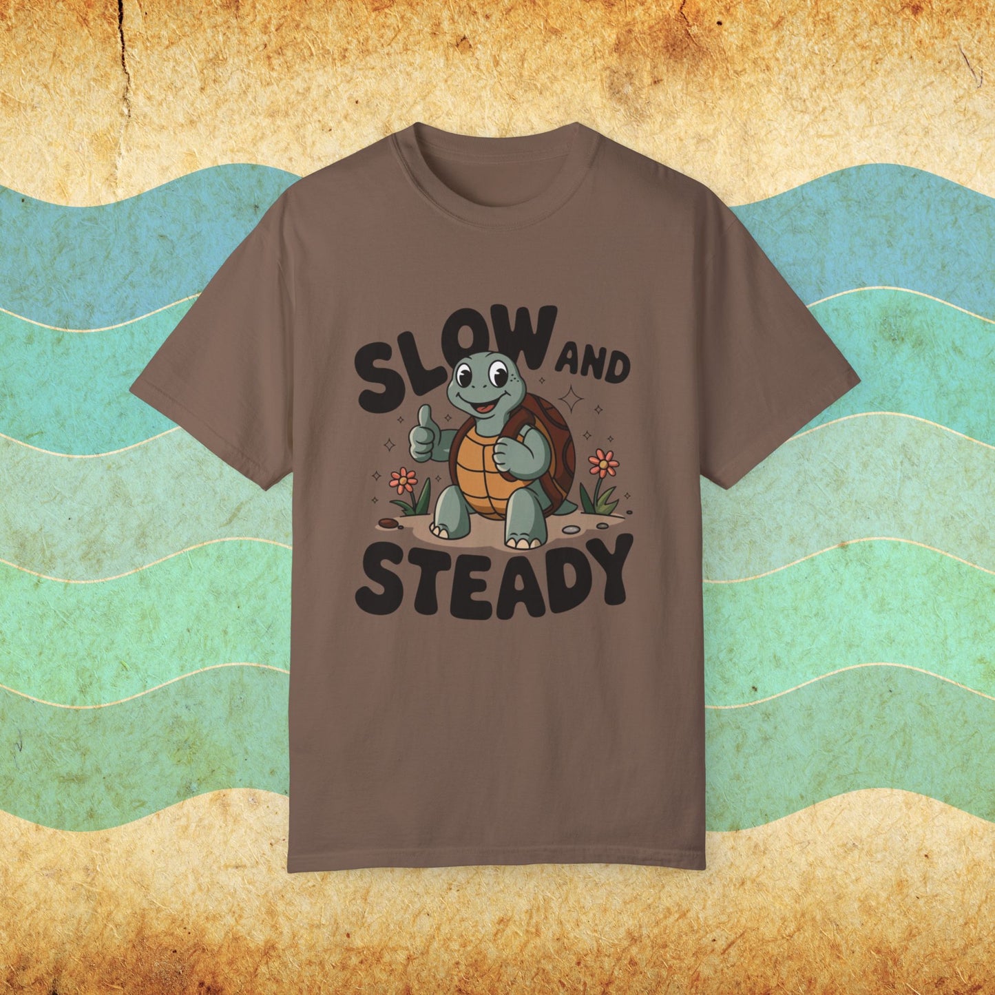 Cute Turtle Slow and Steady T-Shirt, Motivational Turtle Graphic Tee, Adorable Animal Lovers Gift, Kids and Adults T-Shirt Garment-Dyed T-shirt