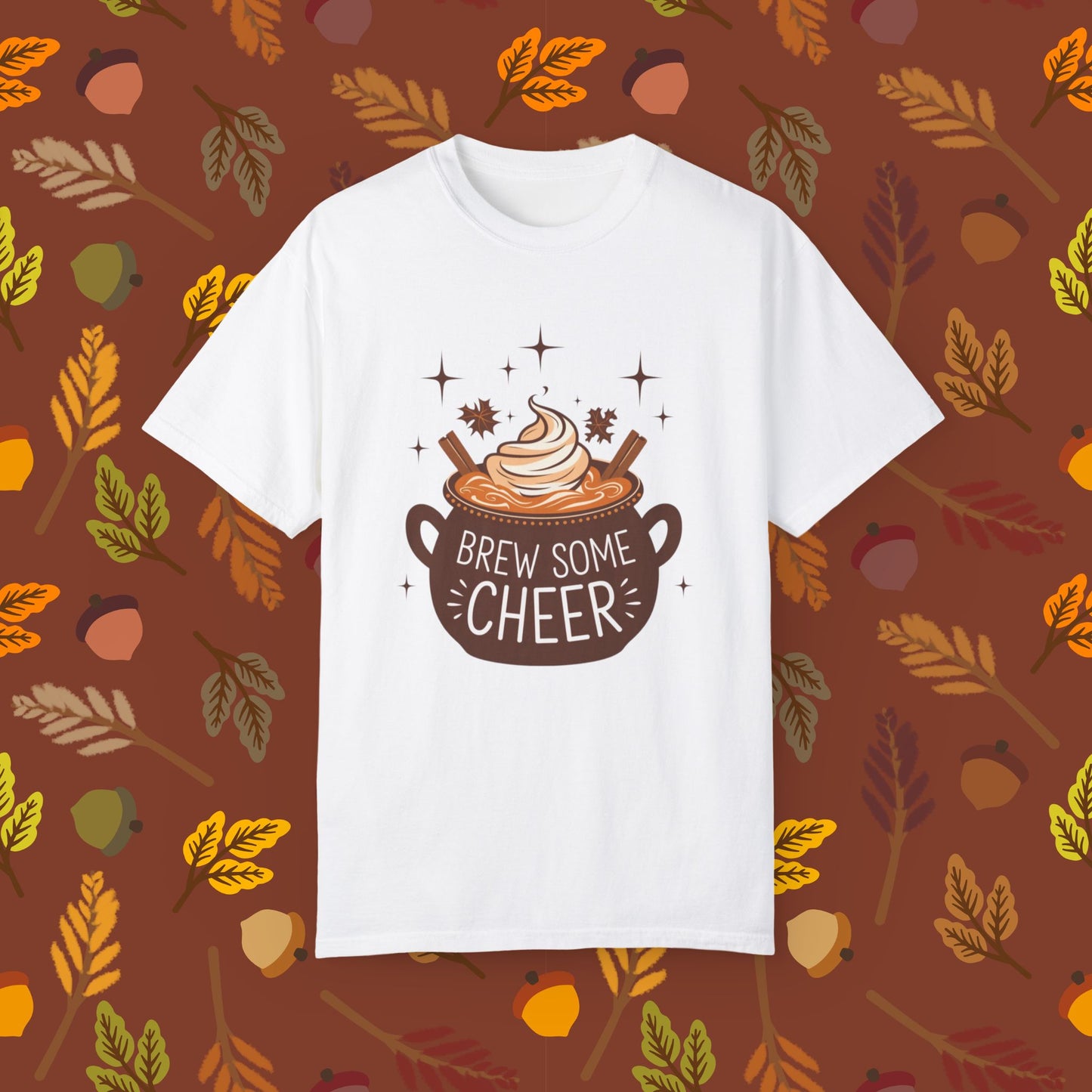 Brew Some Cheer T-Shirt, Coffee Lover Shirt, Fall Aesthetic Tee, Cozy Autumn Clothing, Seasonal Graphic Shirt, Cute Gift for Her