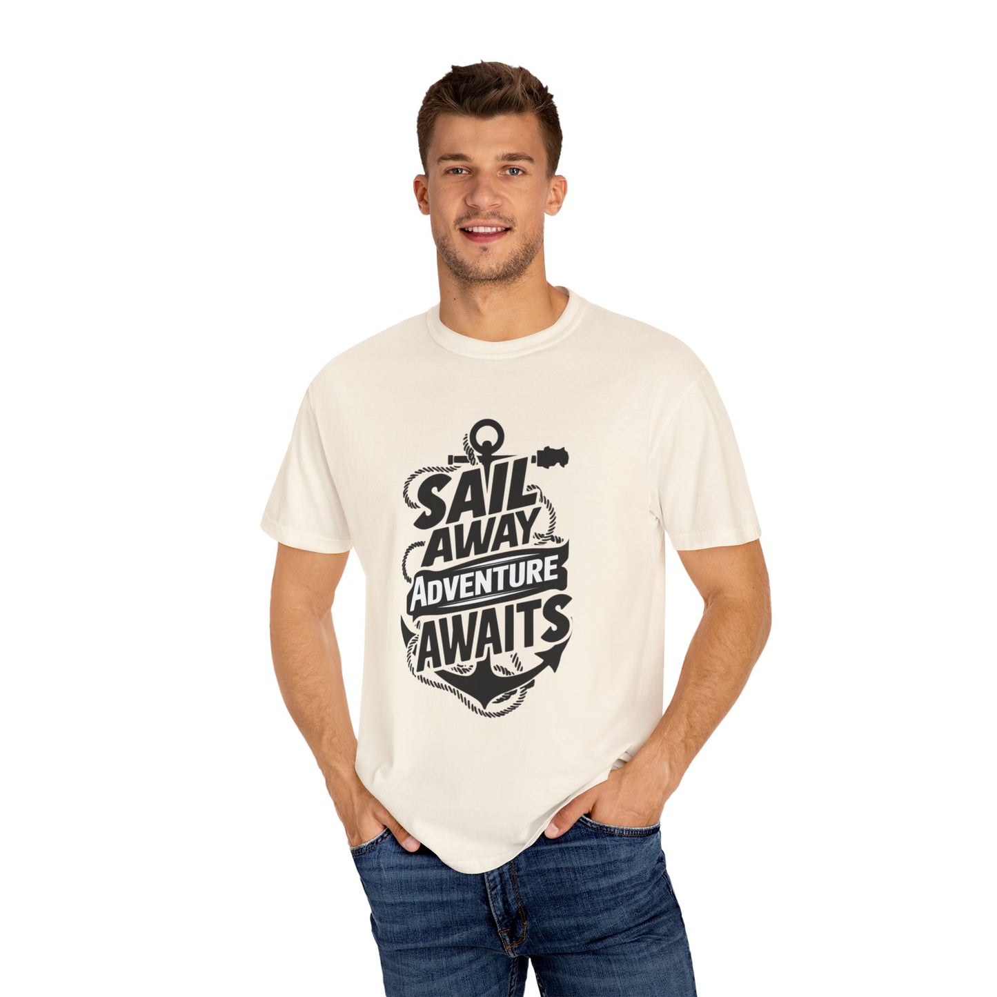 Sail Away Adventure Awaits T-Shirt, Nautical Themed Graphic Tee, Boating Enthusiast Shirt, Maritime Adventure Shirt, Unique Gift Idea