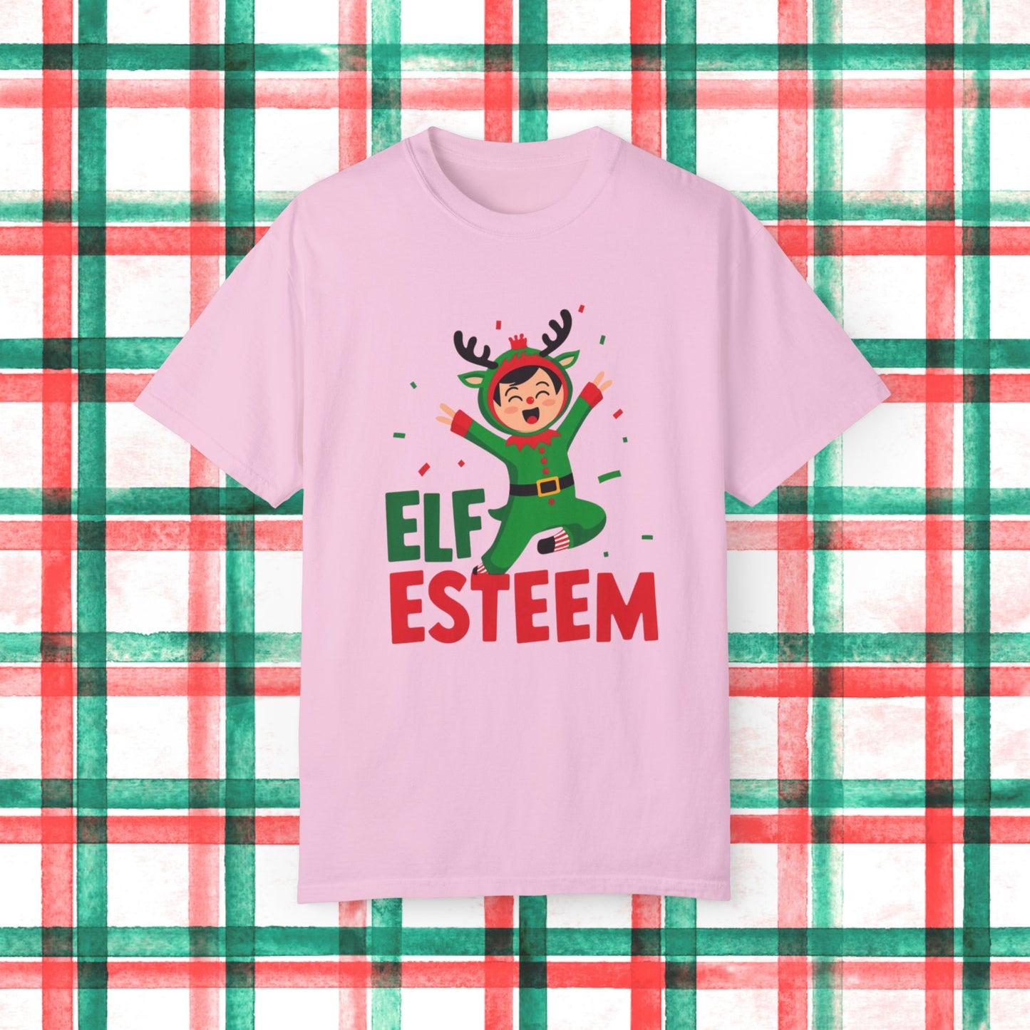 Elf Esteem Christmas T-Shirt, Holiday Cheer Tee, Funny Elf Shirt, Festive Graphic Tee, Xmas Celebration Top, Fun Christmas Gift Idea