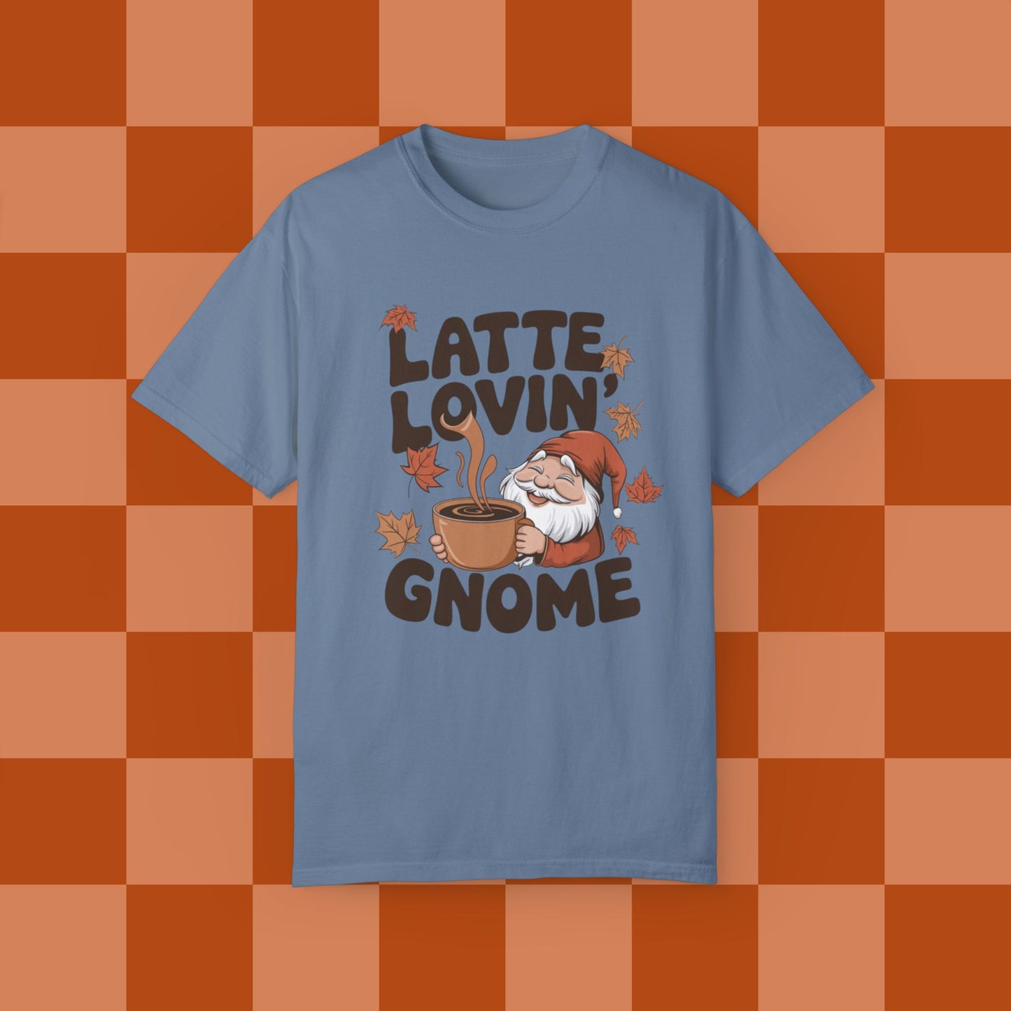 Latte Lovin Gnome T-Shirt Cute Coffee Lover Shirt Fall Gnome Graphic Tee Latte Lover TShirt Gift for Coffee Enthusiasts