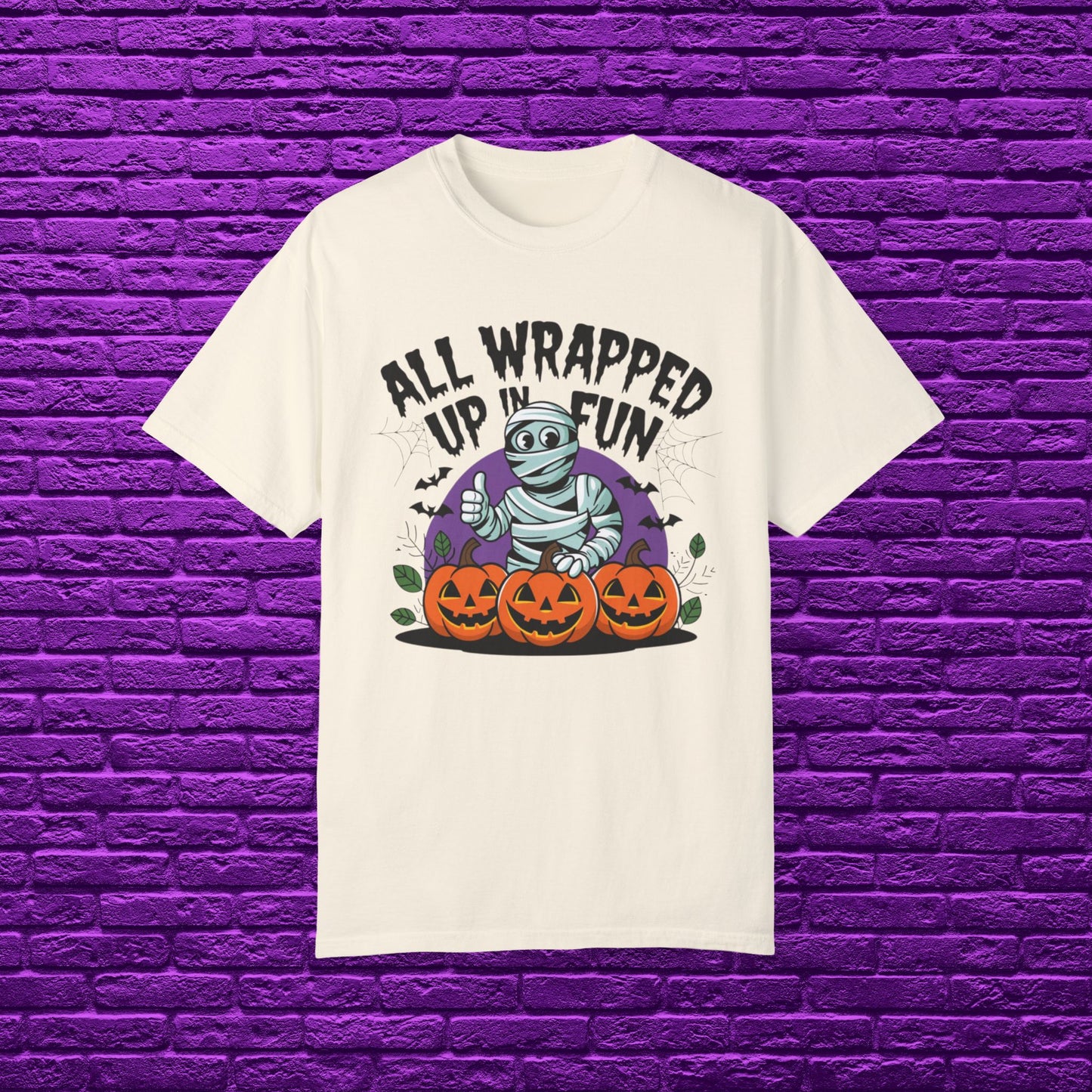 Mummy Halloween T-Shirt, All Wrapped Up In Fun Shirt, Funny Halloween Tee, Cute Halloween Mummy Design, Pumpkin Halloween Shirt