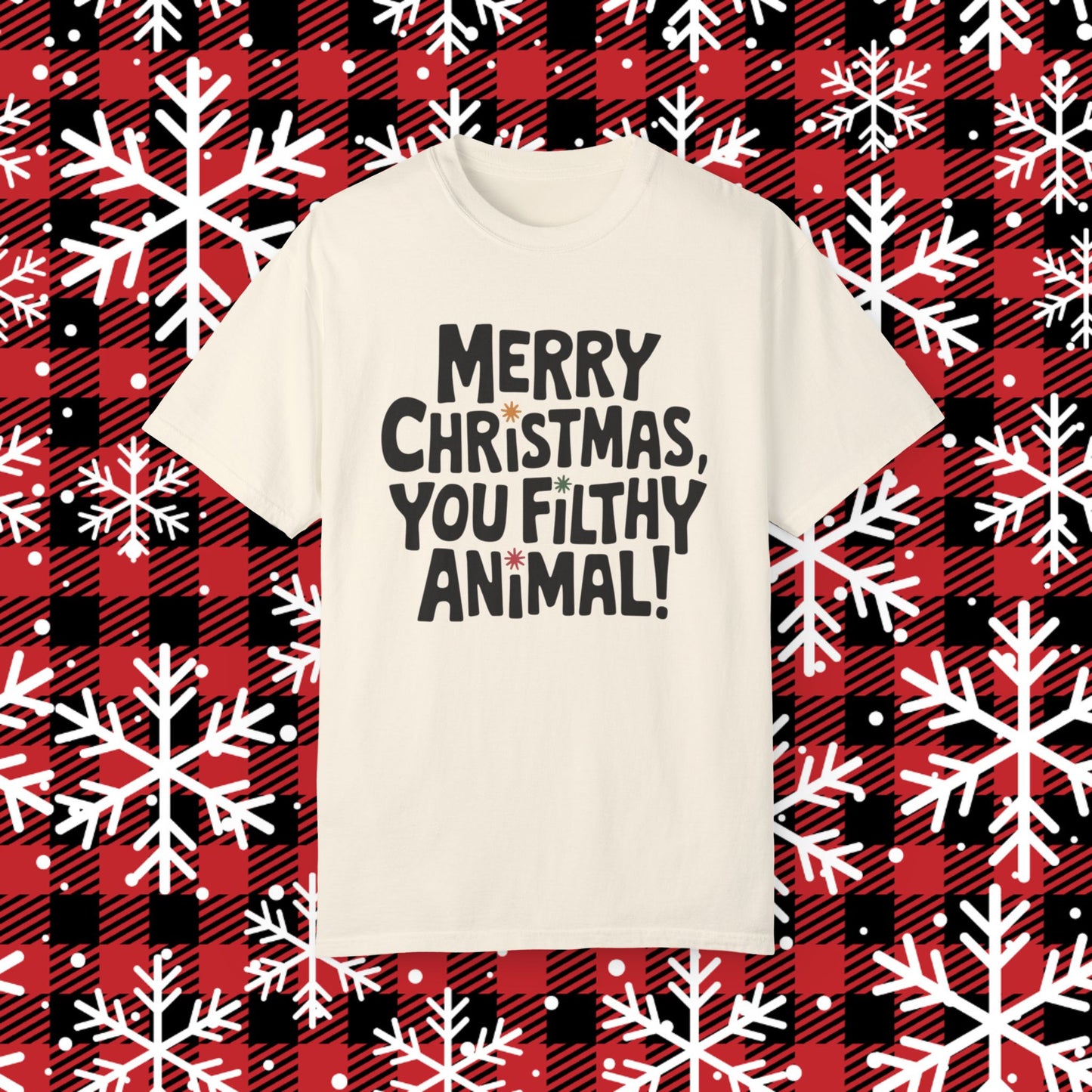 Merry Christmas You Filthy Animal T-Shirt, Funny Christmas T-Shirt, Holiday Graphic Tee, Christmas Movie Quote Shirt