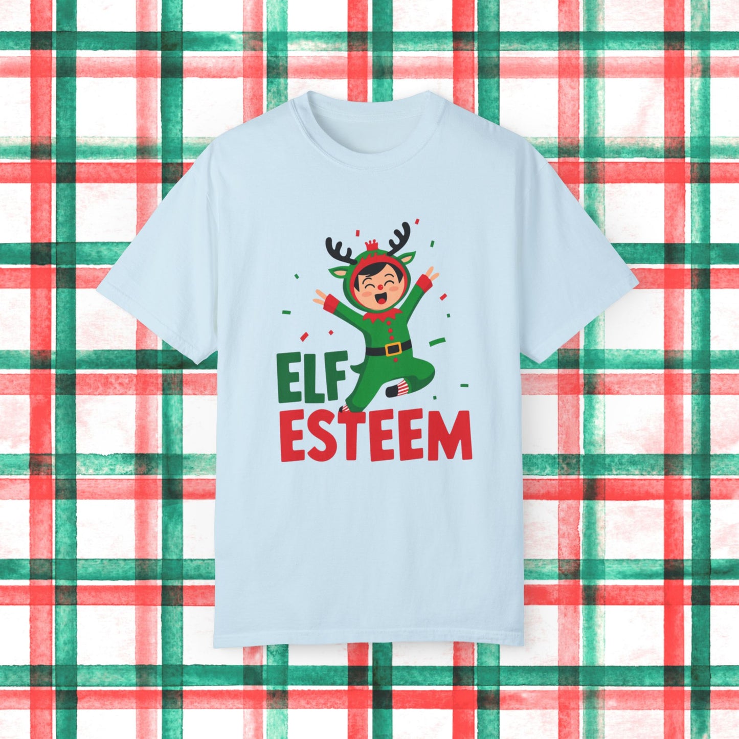 Elf Esteem Christmas T-Shirt, Holiday Cheer Tee, Funny Elf Shirt, Festive Graphic Tee, Xmas Celebration Top, Fun Christmas Gift Idea