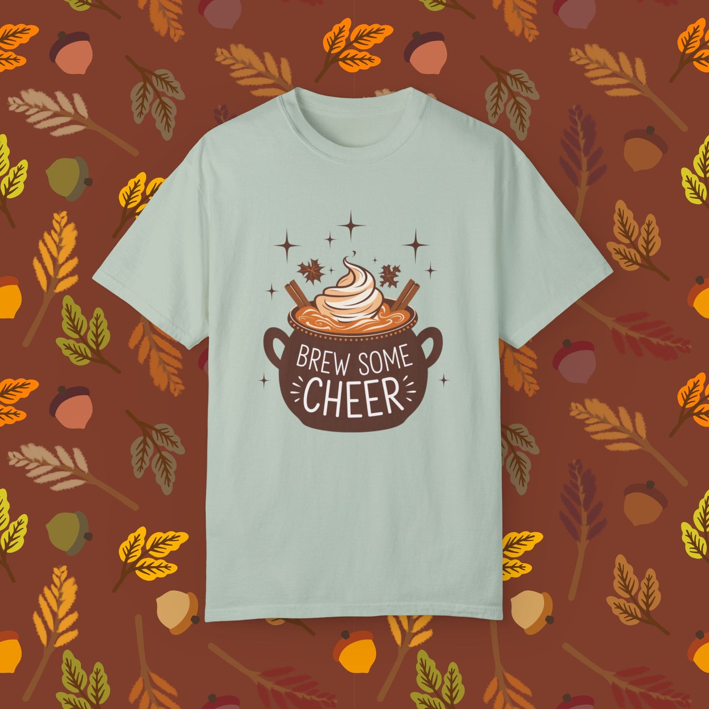 Brew Some Cheer T-Shirt, Coffee Lover Shirt, Fall Aesthetic Tee, Cozy Autumn Clothing, Seasonal Graphic Shirt, Cute Gift for Her