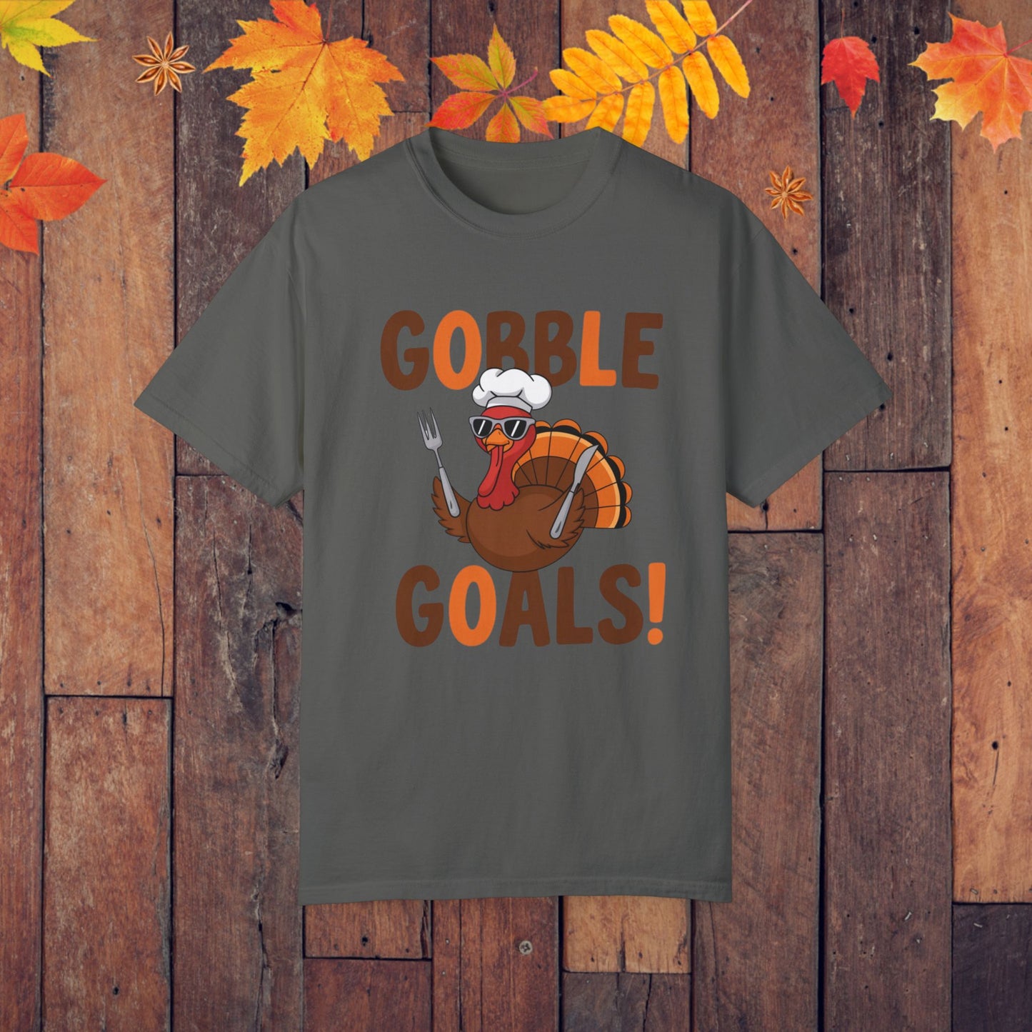 Thanksgiving Turkey Shirt, Gobble Goals Funny Tee, Cute Thanksgiving T-Shirt, Turkey With Forks, Thanksgiving Humor Tee