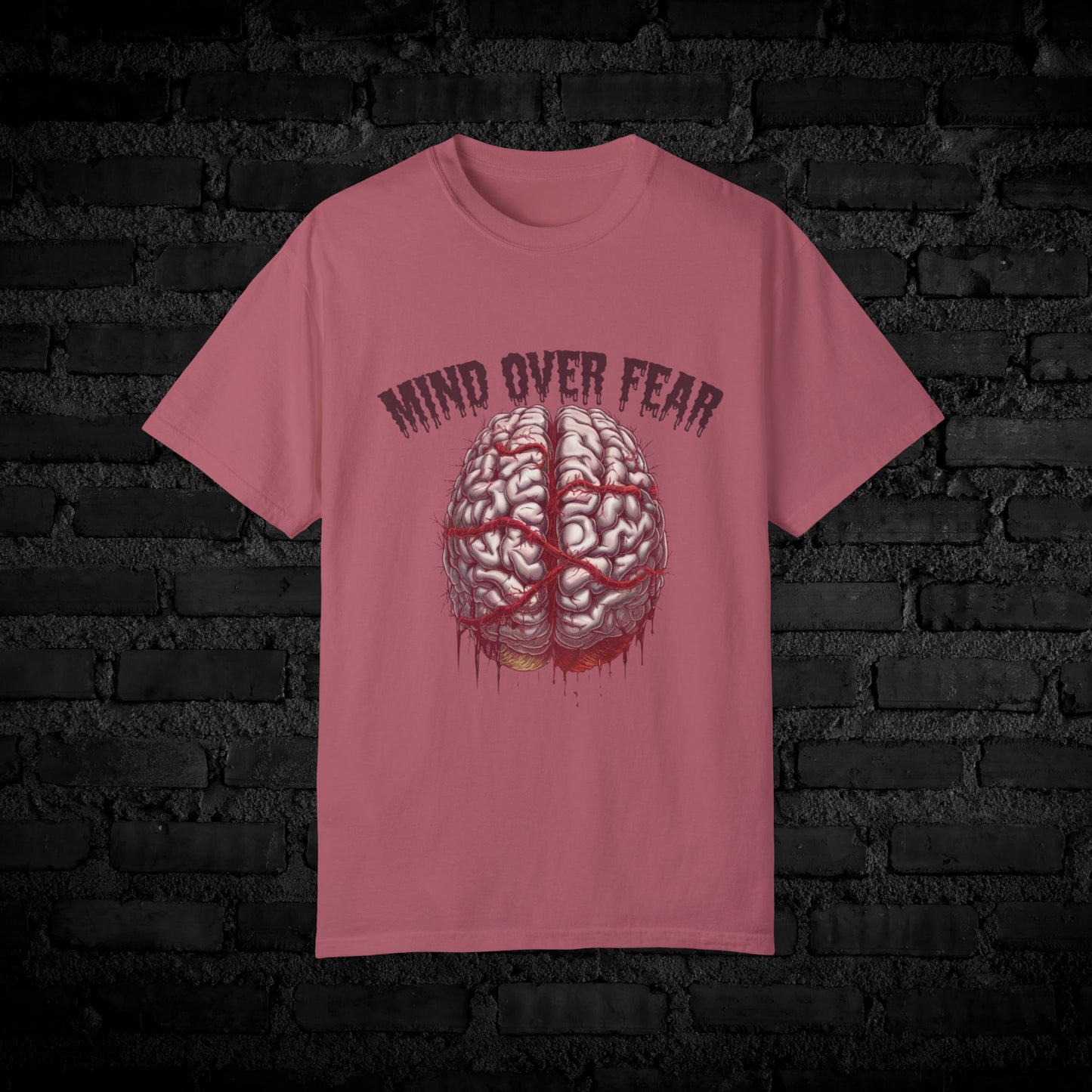 Mind Over Fear Graphic T-Shirt, Motivational Tee, Inspirational Brain Design, Positive Thinking Shirt, Fearless Attire, Unique Gift