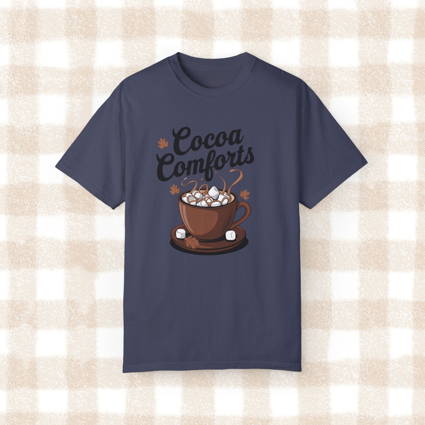 Cozy Fall Cocoa Comforts T-Shirt, Cute Hot Chocolate Graphic Tee, Autumn Wardrobe Essential, Perfect Fall Gift Idea