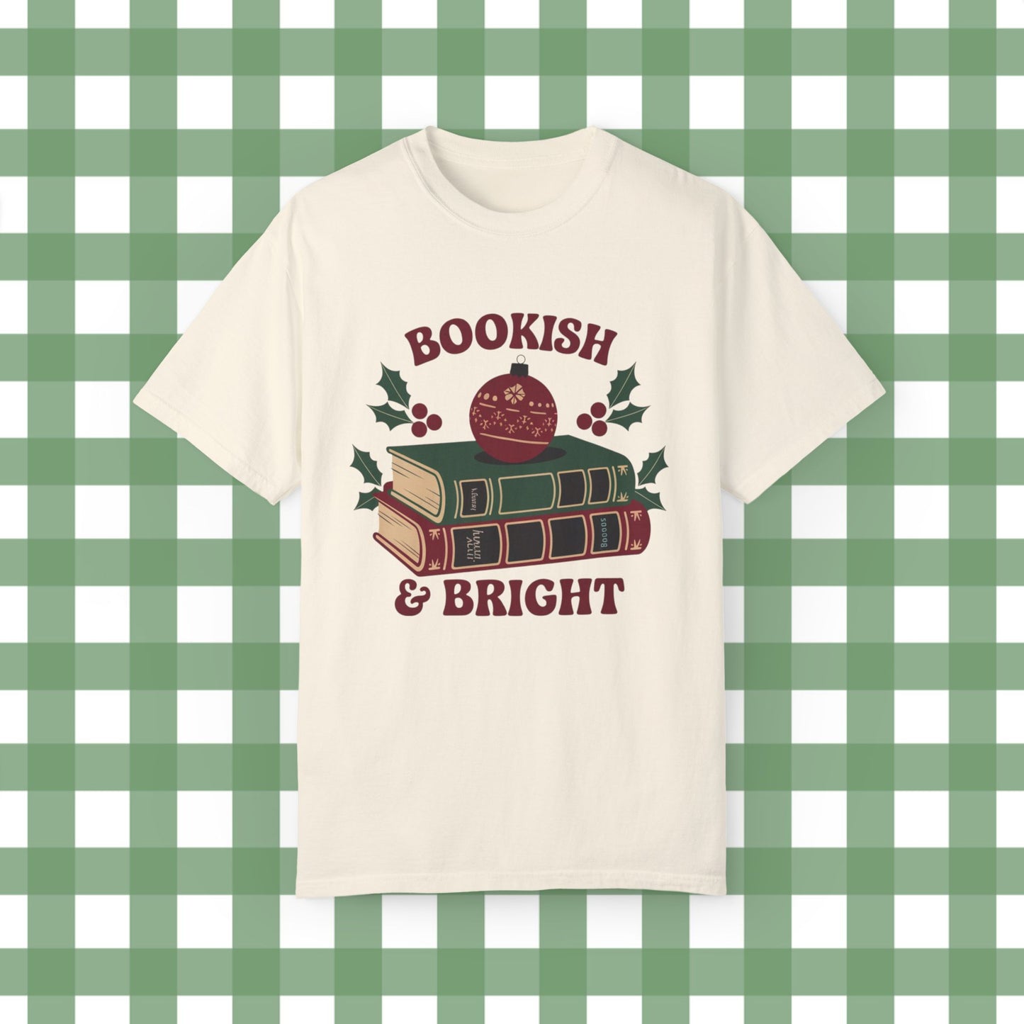 Festive Bookish and Bright Graphic Tee, Christmas Book Lover Shirt, Holiday Reading T Shirt, Cute Xmas Bookworm Top, Gift for Readers