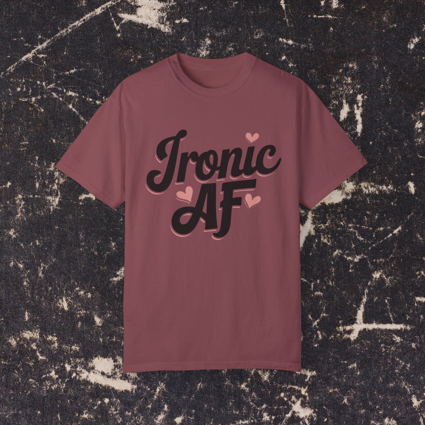 Ironic AF Shirt Funny Graphic Tee Casual Humor T-Shirt Trendy Quote Top Cute Love Hearts Design Apparel Gift