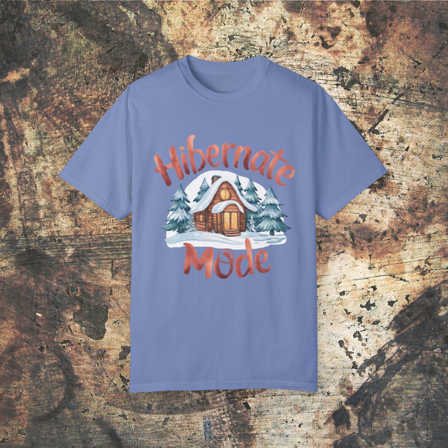 Cozy Winter Cabin T-Shirt, Hibernate Mode Graphic Tee, Winter Wonderland Shirt, Rustic Cabin Snow Design, Unisex Gift Idea