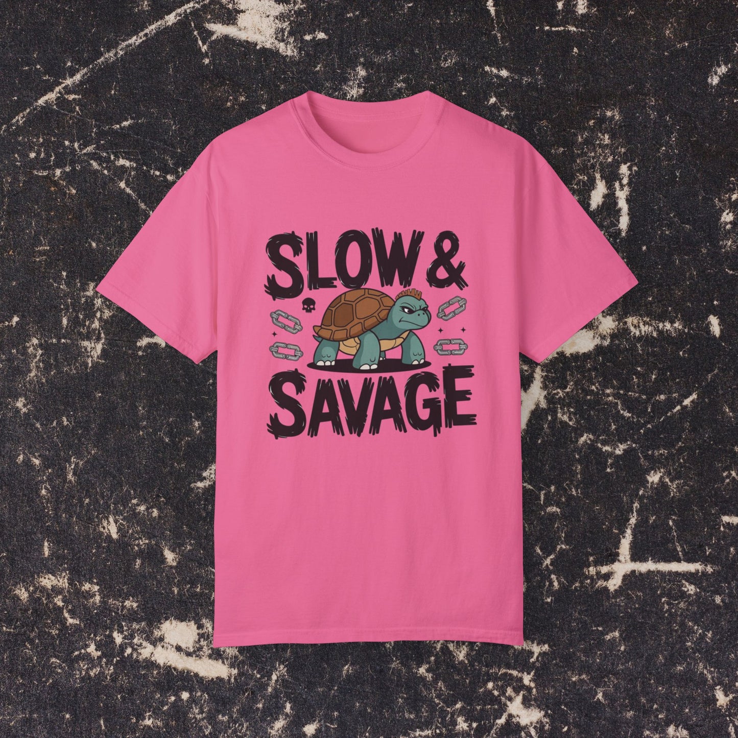 Funny Turtle Graphic Tee, Slow and Savage T-Shirt, Cute Animal Themed Shirt, Unique Gift for Turtle Lovers, Humorous Clothing