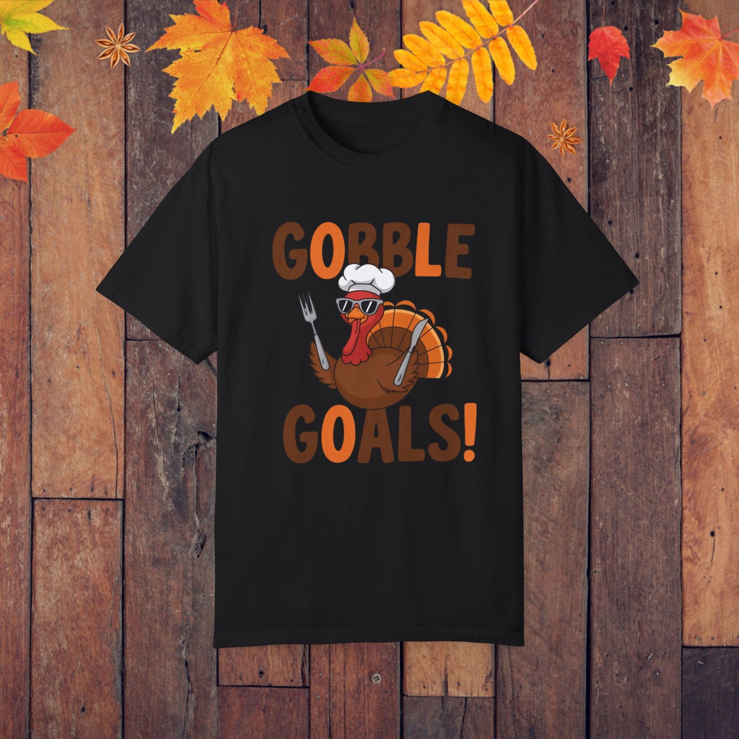 Thanksgiving Turkey Shirt, Gobble Goals Funny Tee, Cute Thanksgiving T-Shirt, Turkey With Forks, Thanksgiving Humor Tee