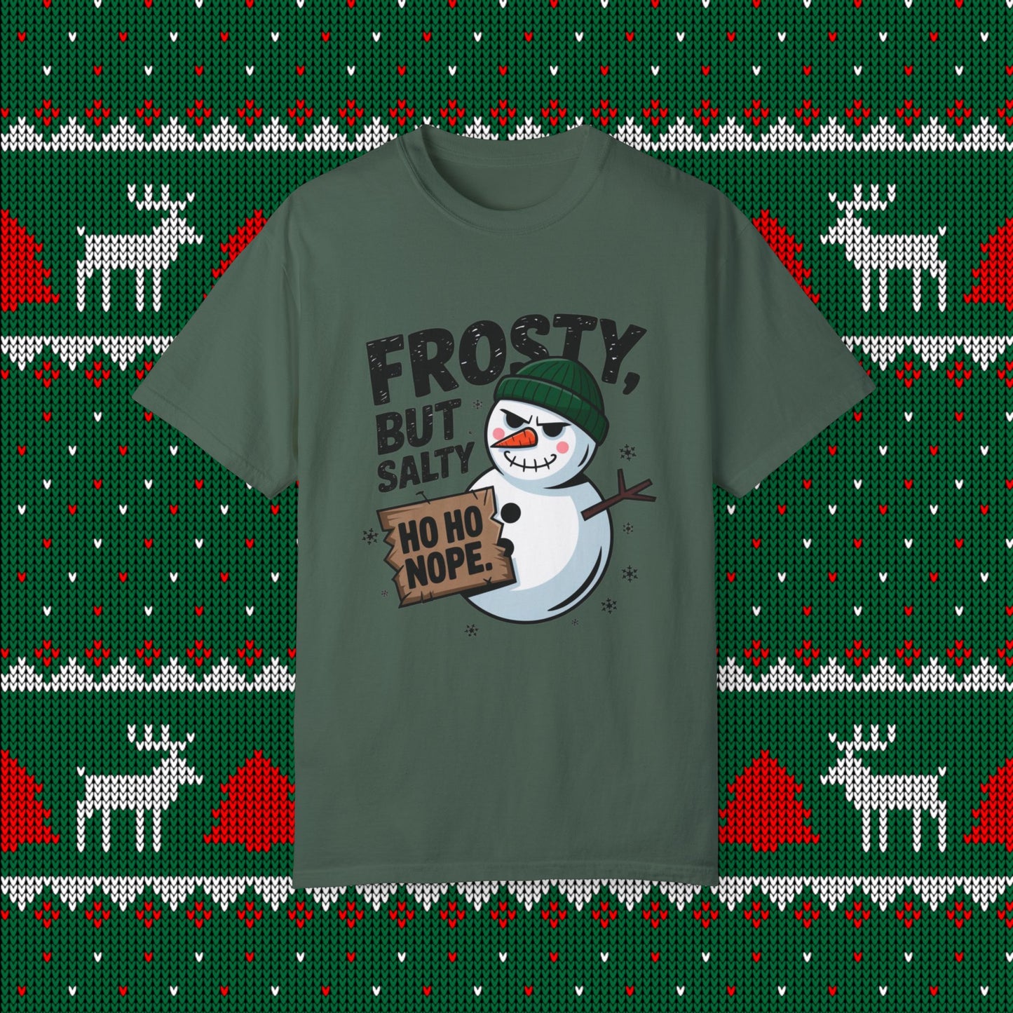 Frosty But Salty Shirt, Funny Snowman Graphic Tee, Ho Ho Nope Christmas Shirt, Winter Holiday Humor T-Shirt, Seasonal Novelty Gift