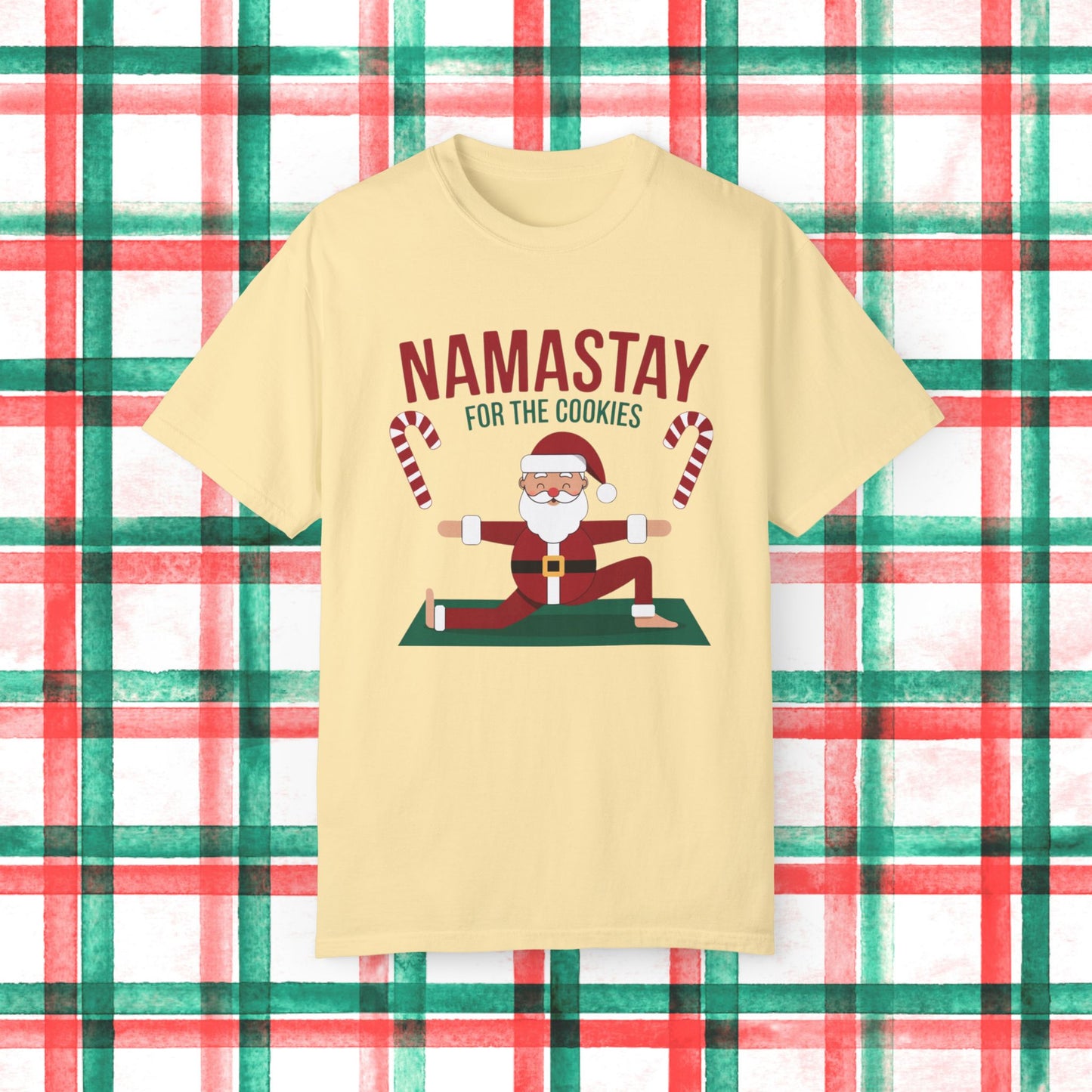 Namastay For The Cookies Funny Santa Yoga Christmas Shirt, Holiday Yoga Santa Claus Tee, Unique Holiday Tee, Christmas Gift T-Shirt