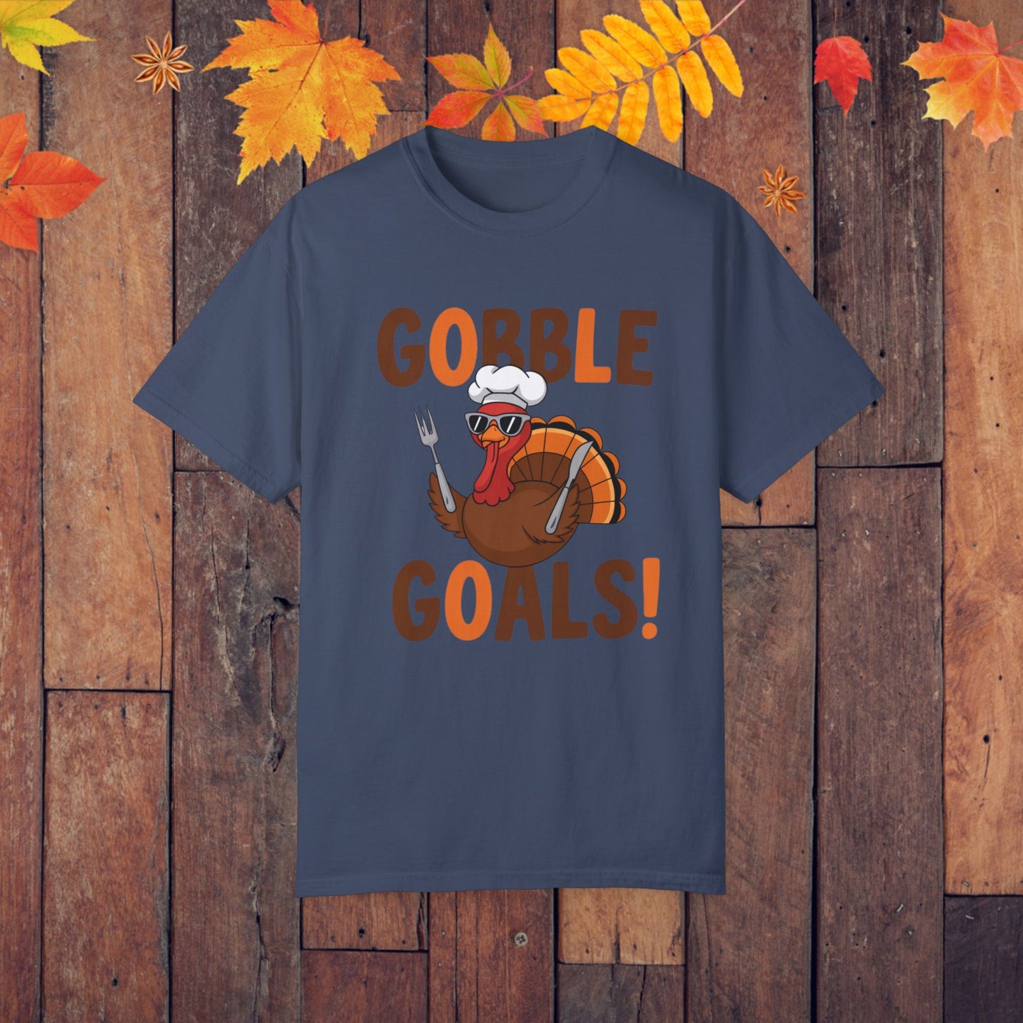 Thanksgiving Turkey Shirt, Gobble Goals Funny Tee, Cute Thanksgiving T-Shirt, Turkey With Forks, Thanksgiving Humor Tee