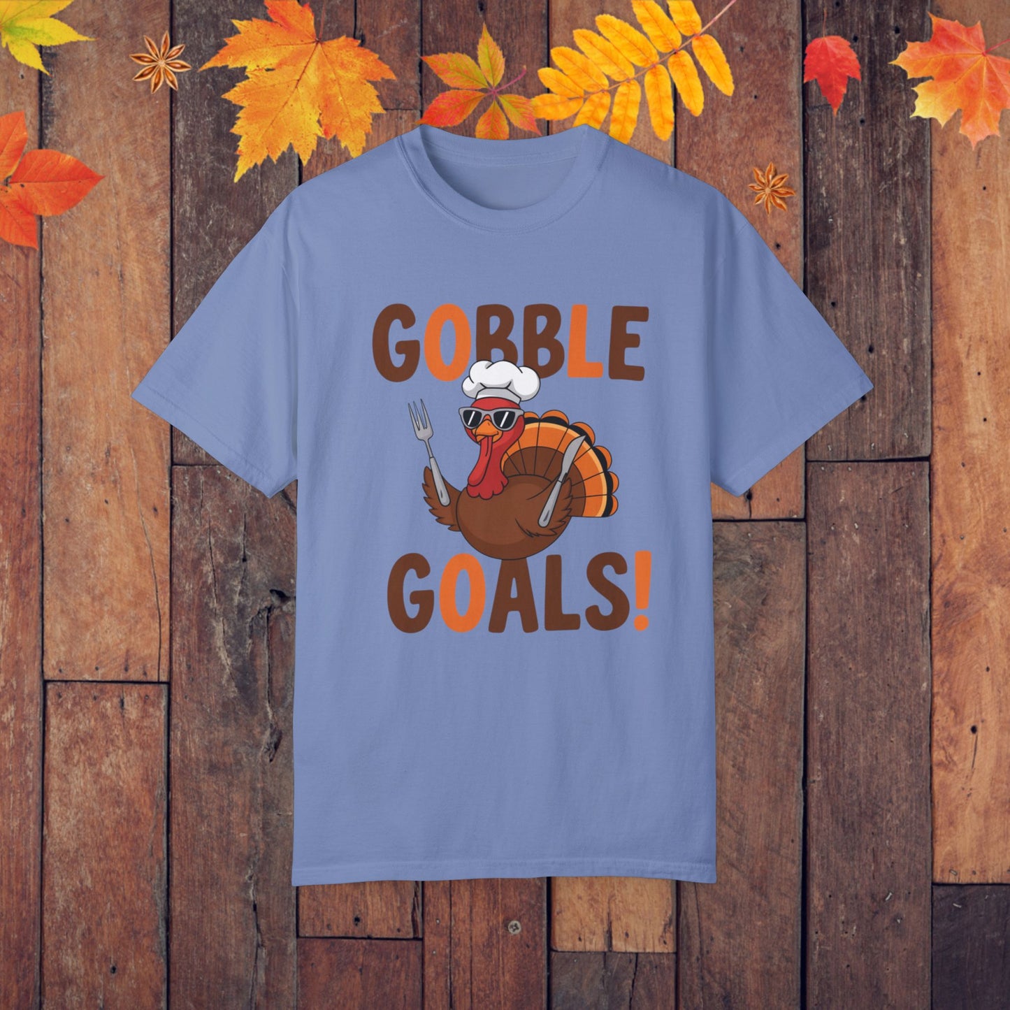 Thanksgiving Turkey Shirt, Gobble Goals Funny Tee, Cute Thanksgiving T-Shirt, Turkey With Forks, Thanksgiving Humor Tee