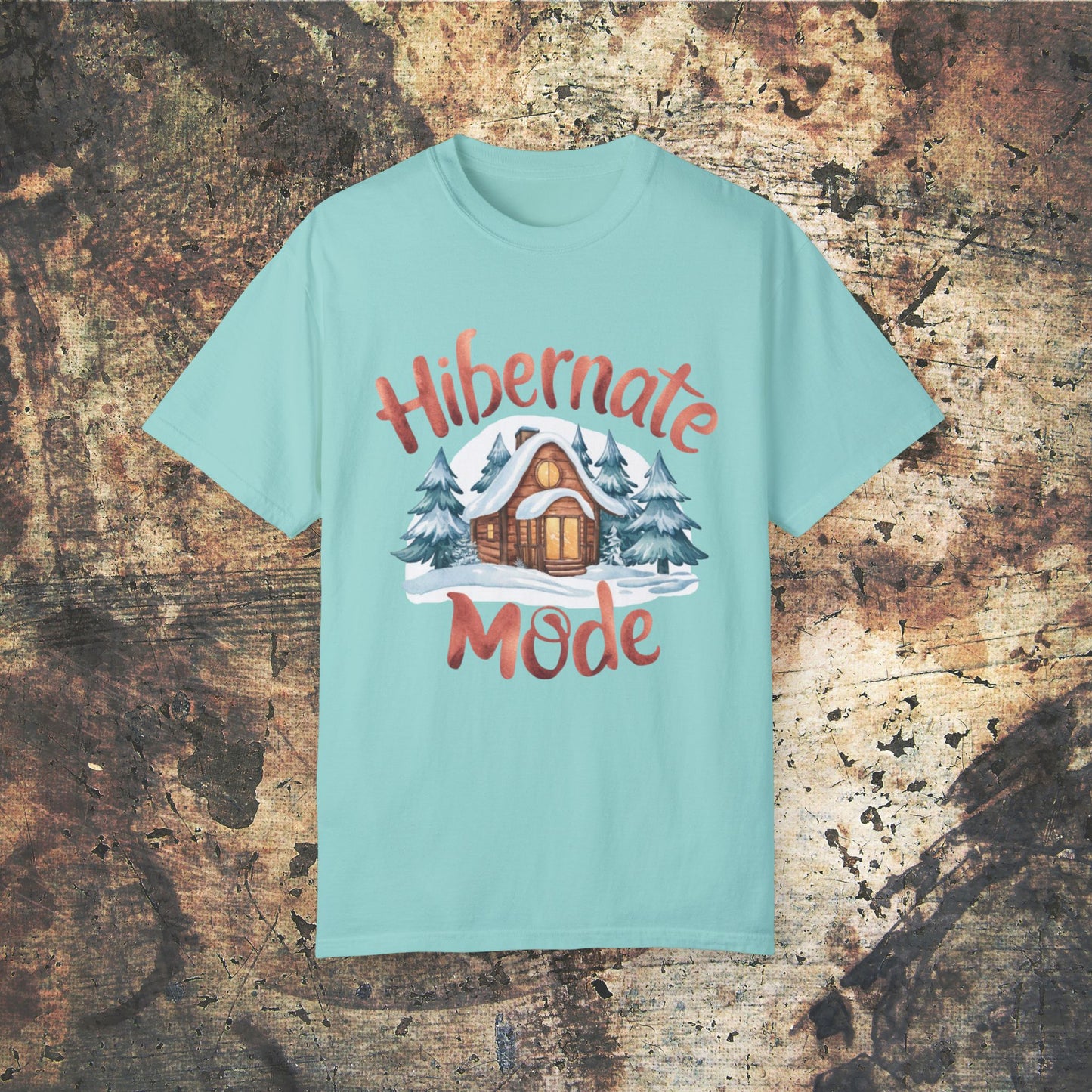 Cozy Winter Cabin T-Shirt, Hibernate Mode Graphic Tee, Winter Wonderland Shirt, Rustic Cabin Snow Design, Unisex Gift Idea