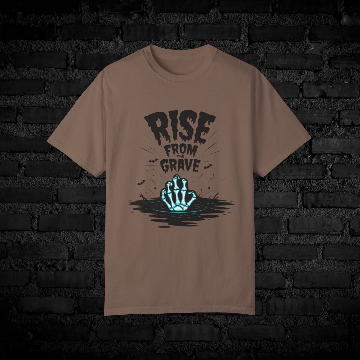 Halloween Rise From The Grave T-Shirt, Horror Themed Graphic Tee, Skeleton Hand Rising, Spooky Seasonal Apparel, Unique Halloween Shirt