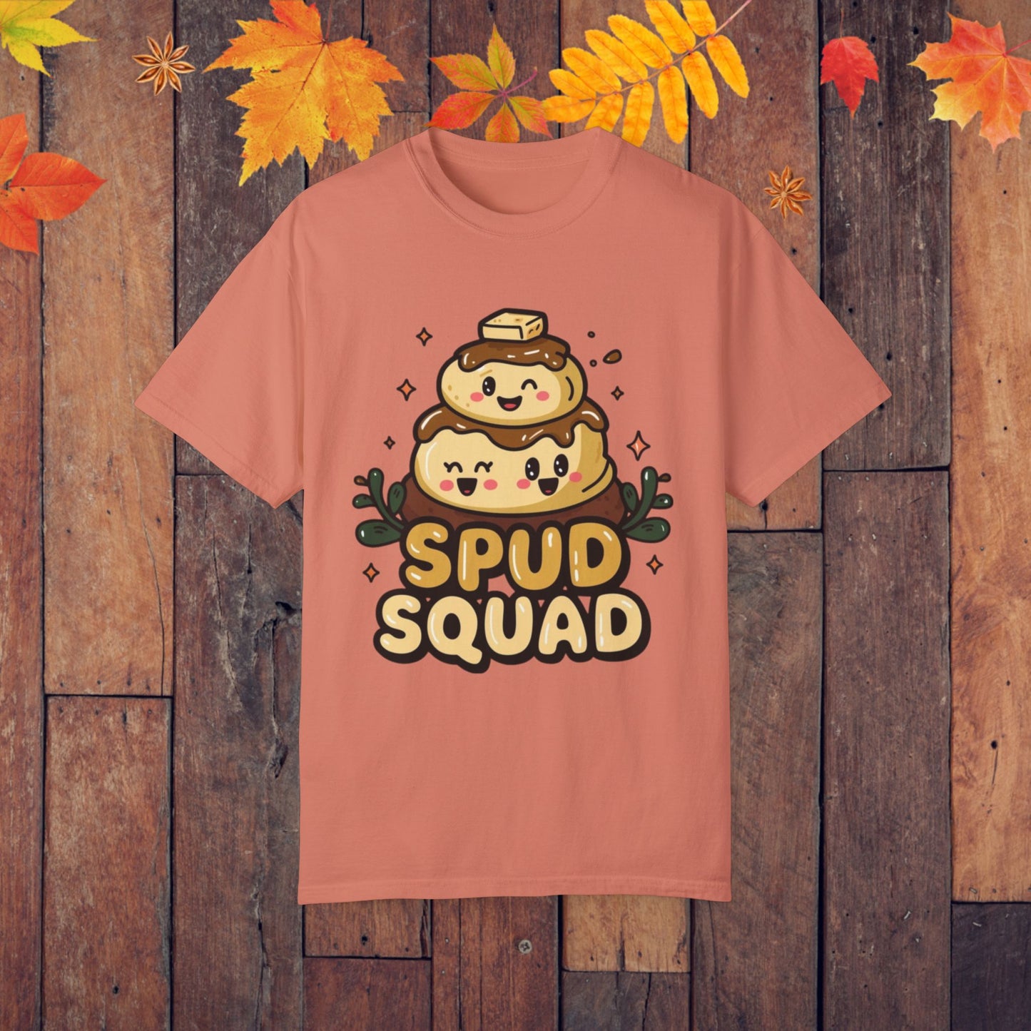 Cute Spud Squad Graphic T-Shirt, Potato Lovers Funny Tee, Kawaii Foodie Shirt, Adorable Cartoon Potatoes Top, Cute Veggie Tshirt